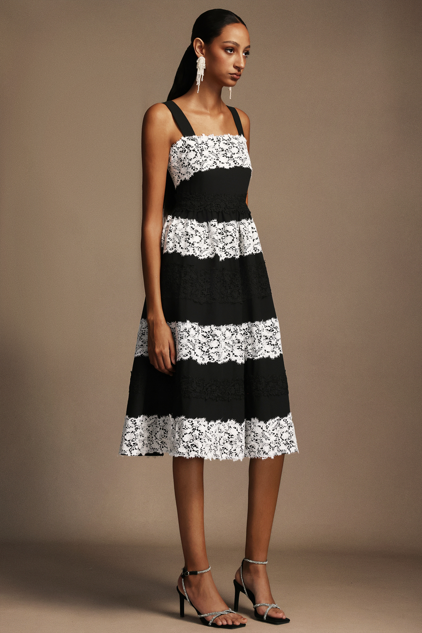 Nettie Halter Sleeveless Lac Midi Dress