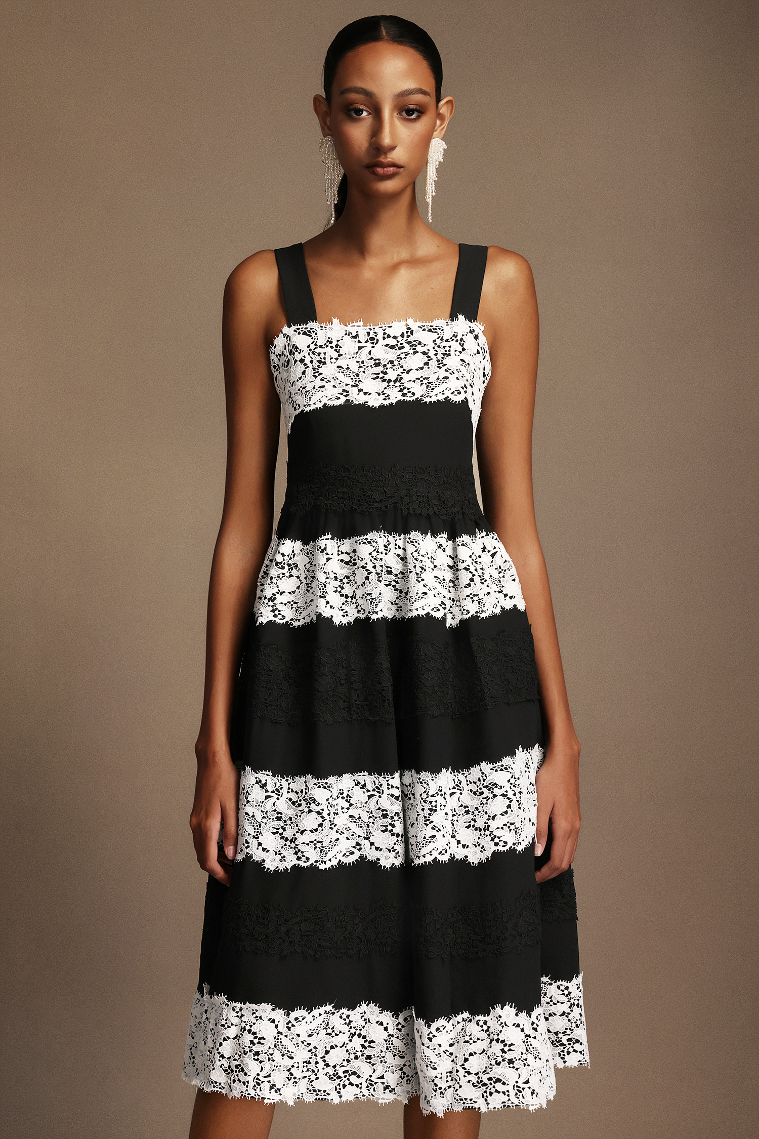 Nettie Halter Sleeveless Lac Midi Dress