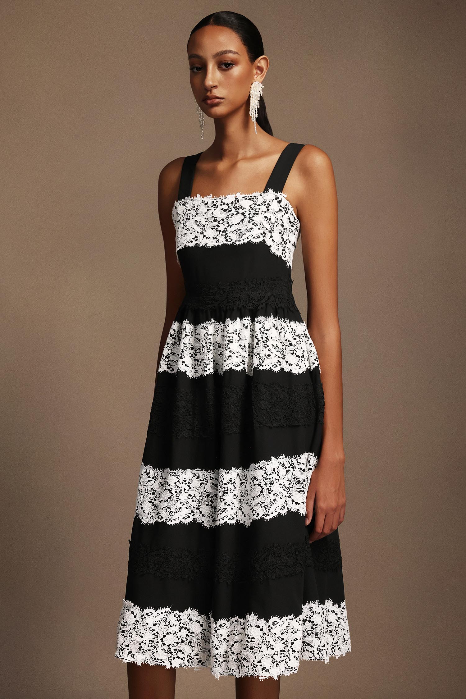 Nettie Halter Sleeveless Lac Midi Dress