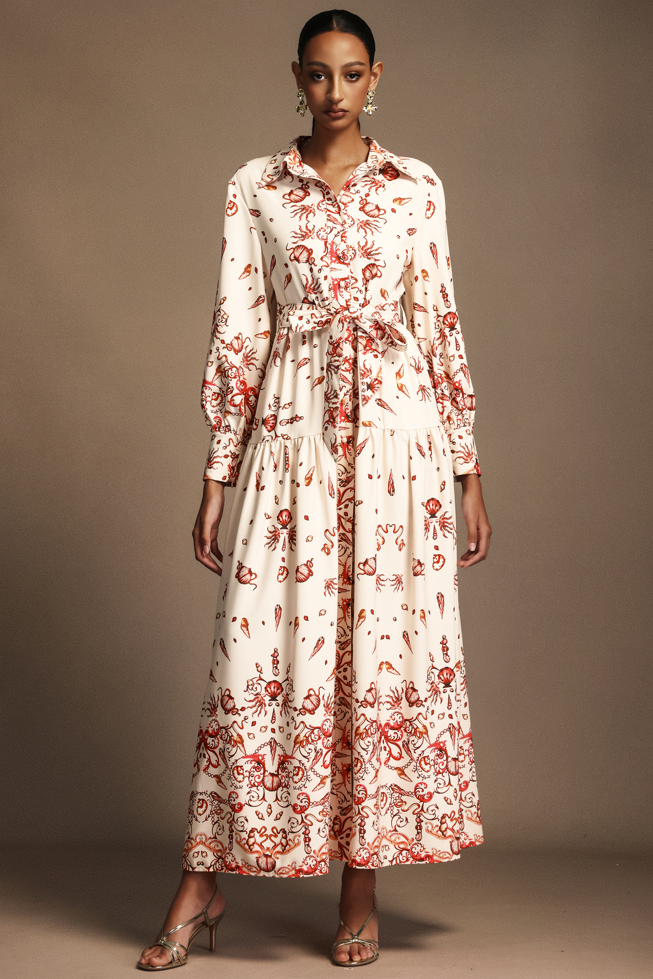 Ganera Long Sleeves Floral Printed Maxi Dress