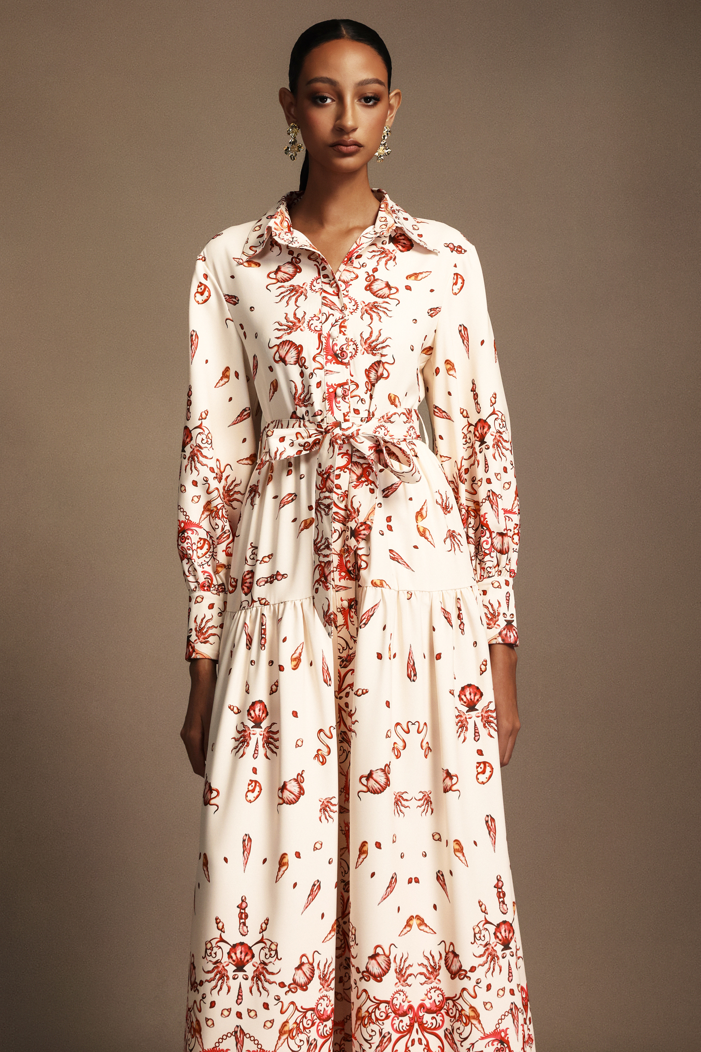 Ganera Long Sleeves Floral Printed Maxi Dress