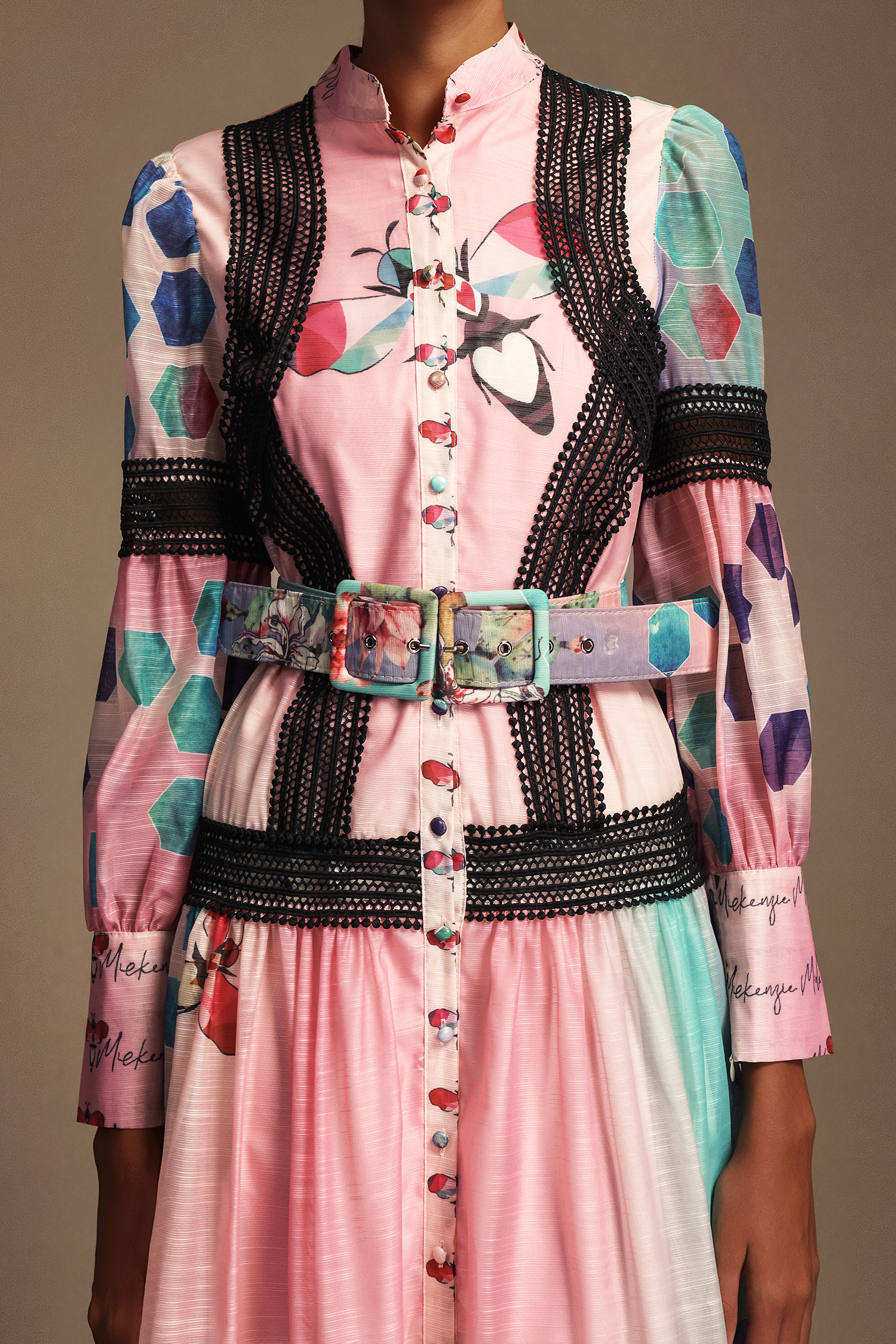 Ruth Long Sleeves Floral Printed Lace Maxi Dress