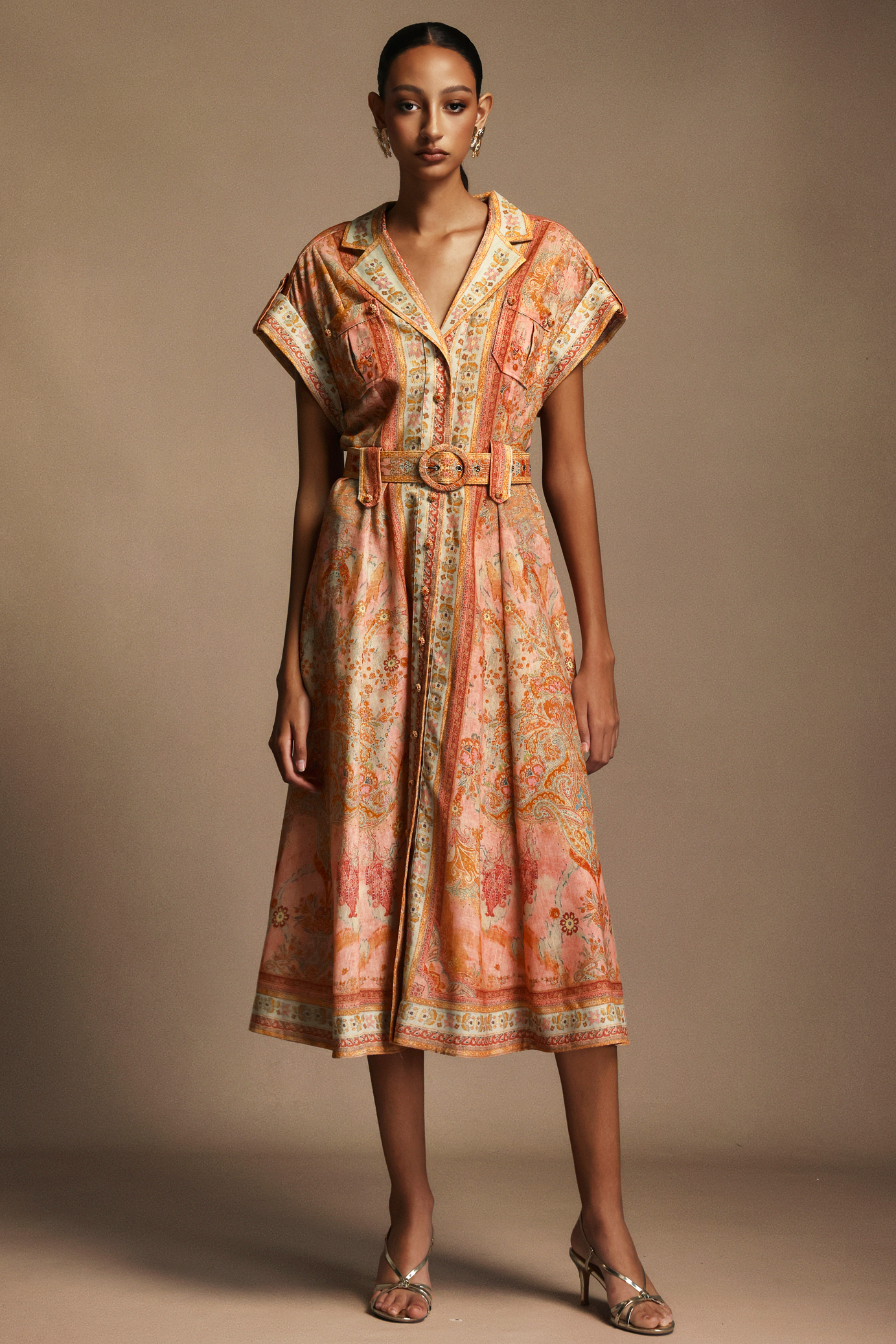 Vleah V-Neck Short Sleeves Floral Printed Midi Dress