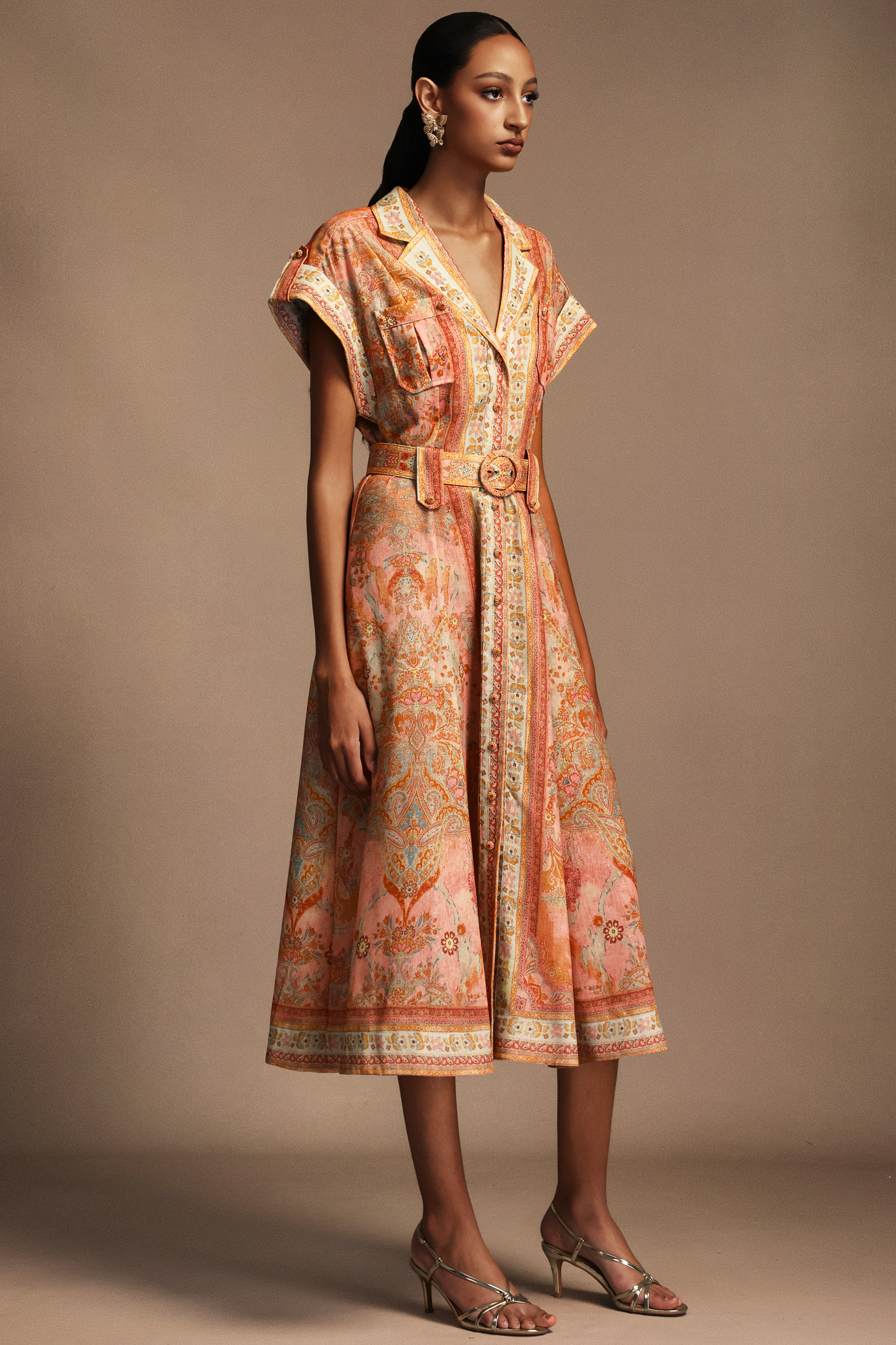 Vleah V-Neck Short Sleeves Floral Printed Midi Dress