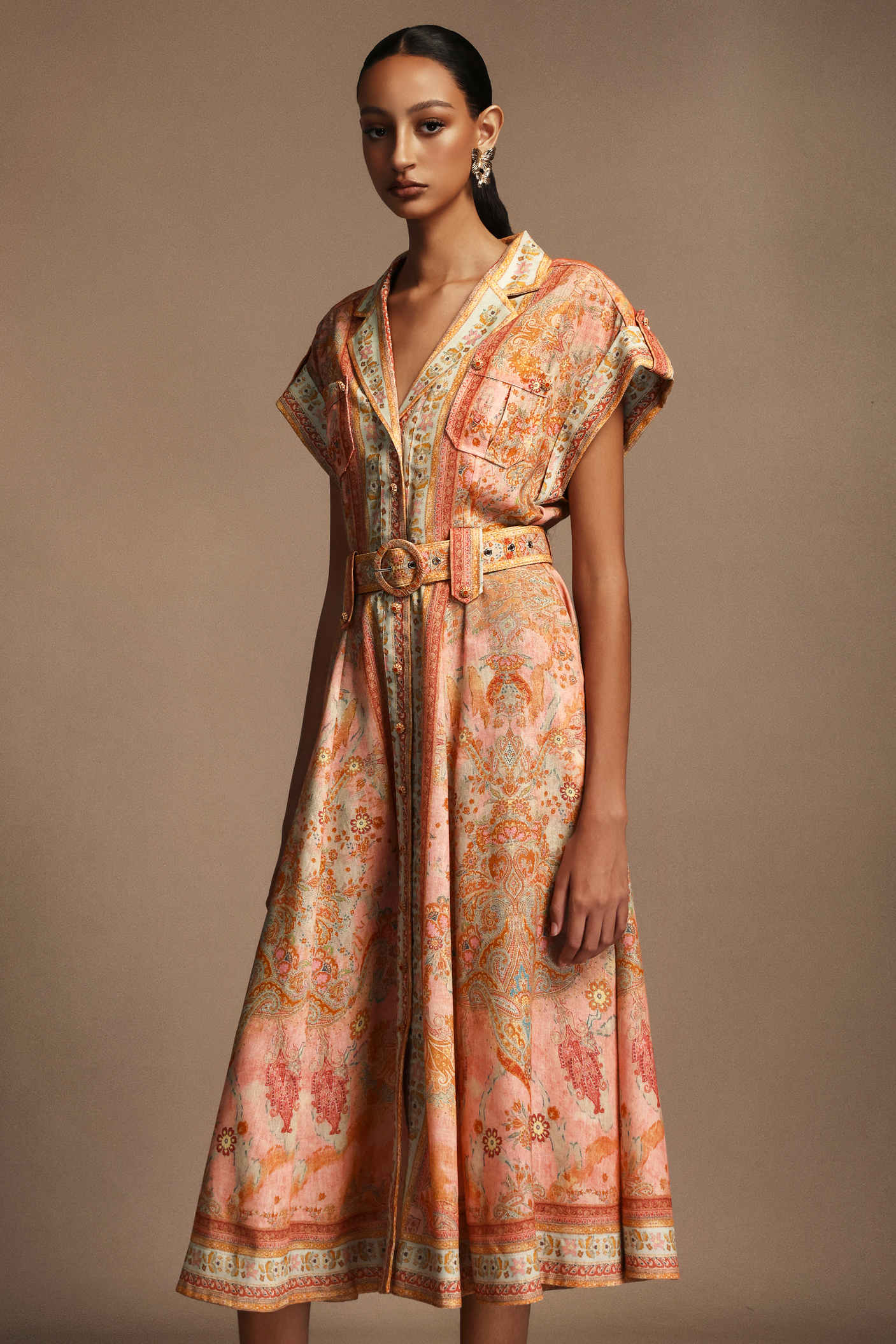 Vleah V-Neck Short Sleeves Floral Printed Midi Dress