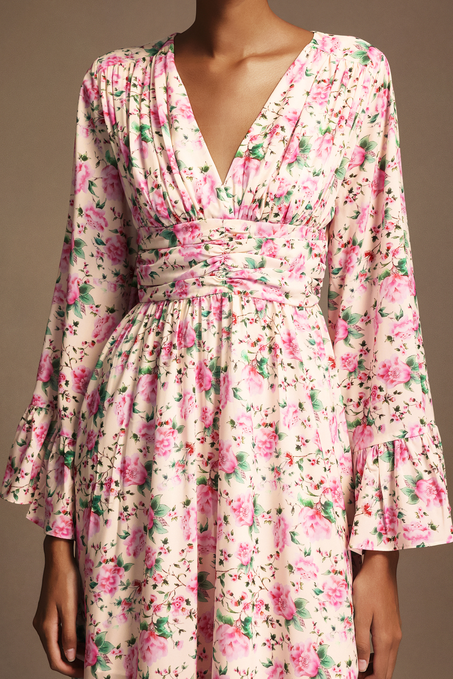 Lexie V-Neck Long Sleeves Floral Printed Midi Dress