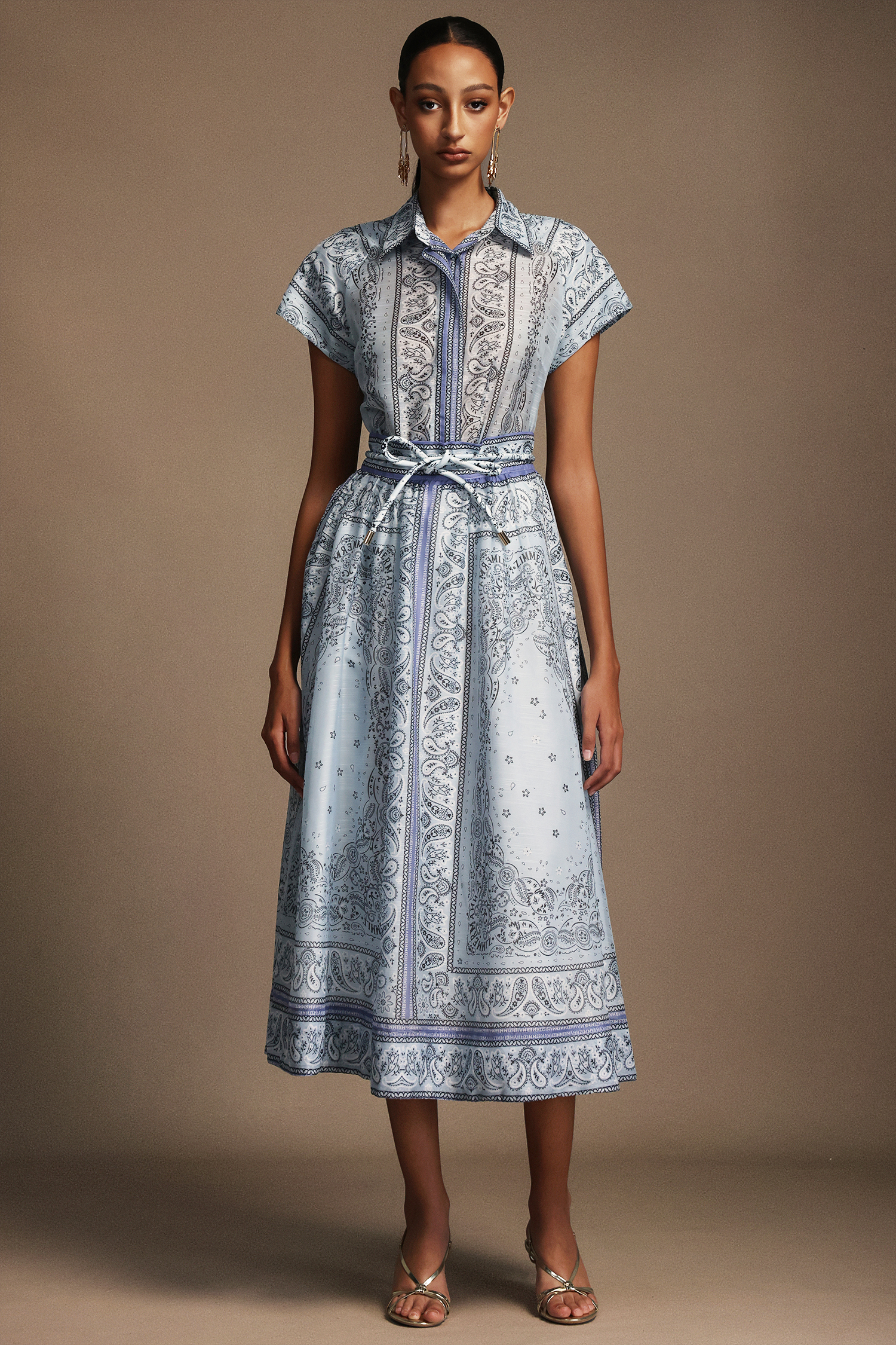 Jacey Sleeveless Short Sleeves Floral Printed Midi Dress