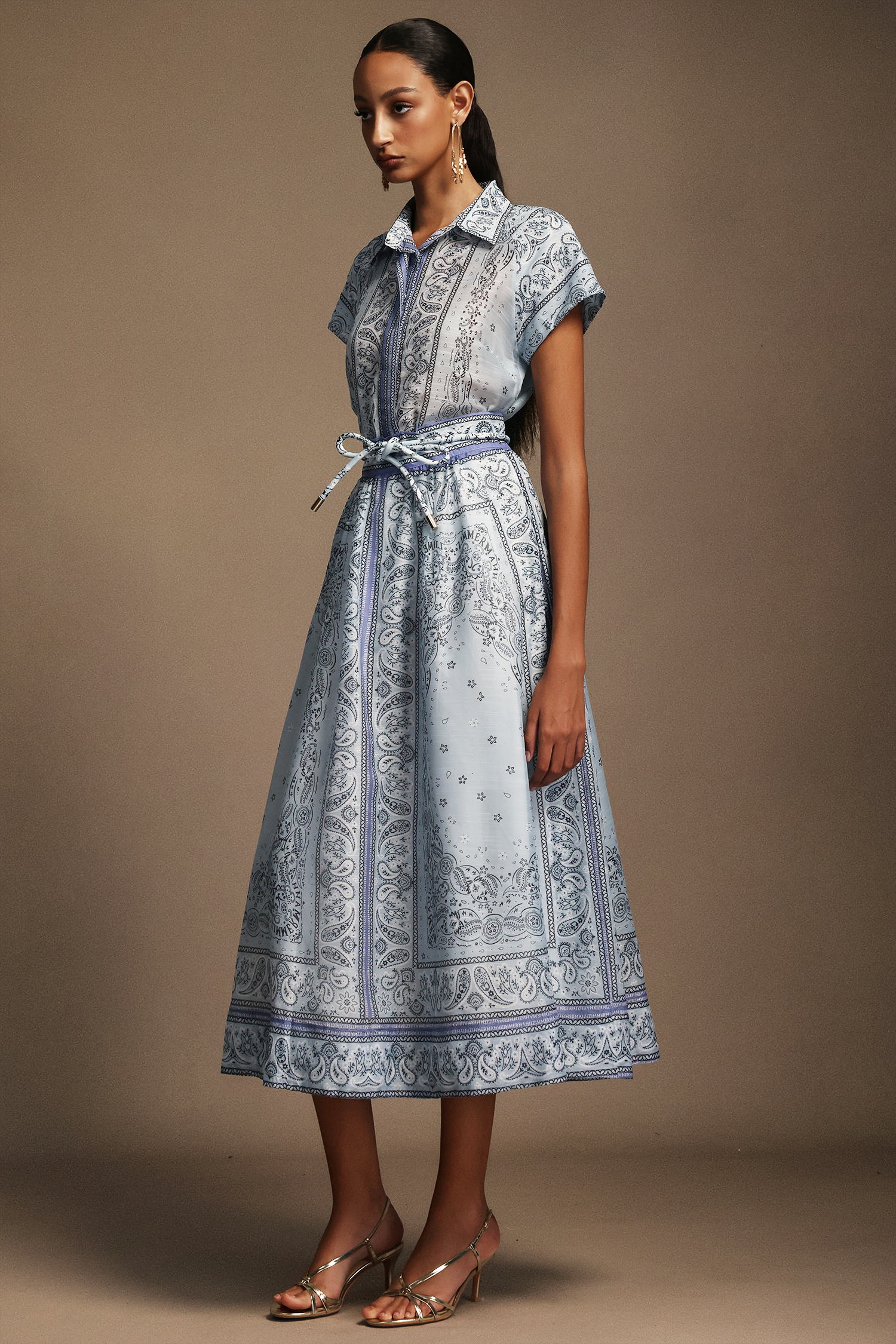 Jacey Sleeveless Short Sleeves Floral Printed Midi Dress