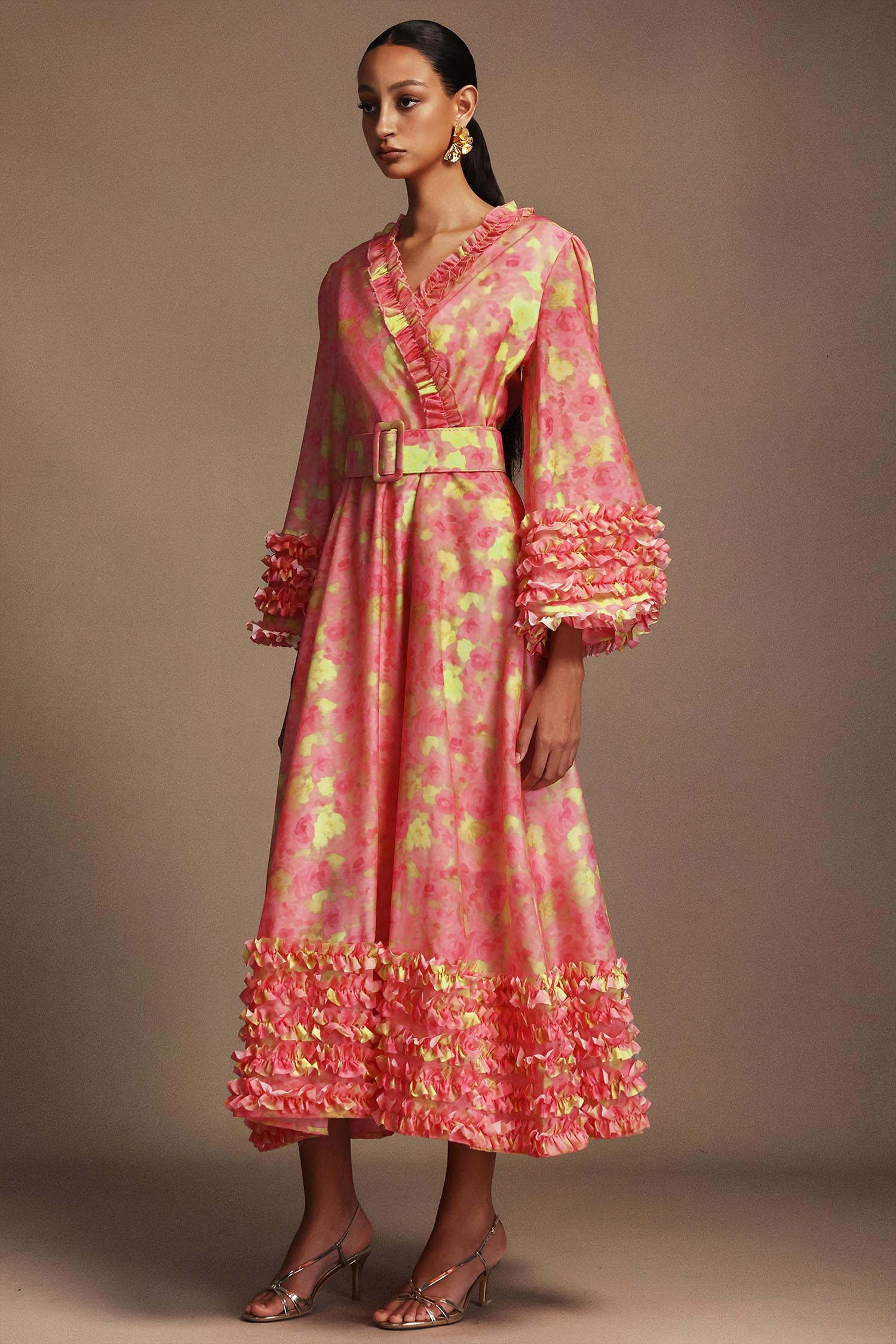 Iresa V-Neck Long Sleeves Floral Printed Maxi Dress