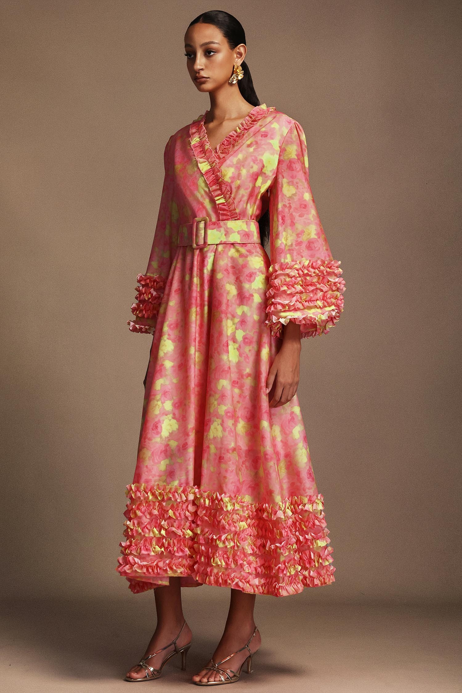 Iresa V-Neck Long Sleeves Floral Printed Maxi Dress