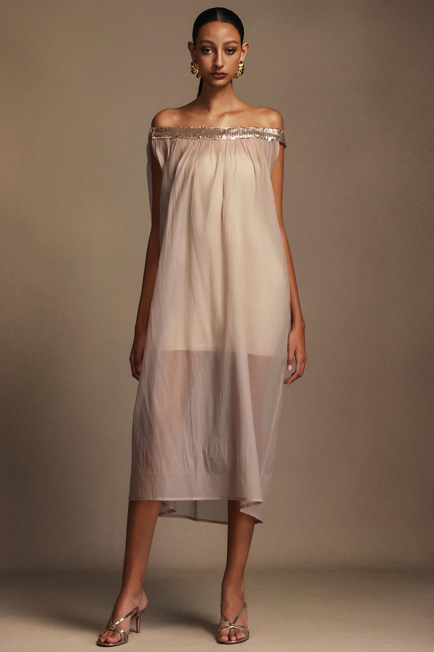 Opala Off-The-Shoulder Sequin Midi Dress