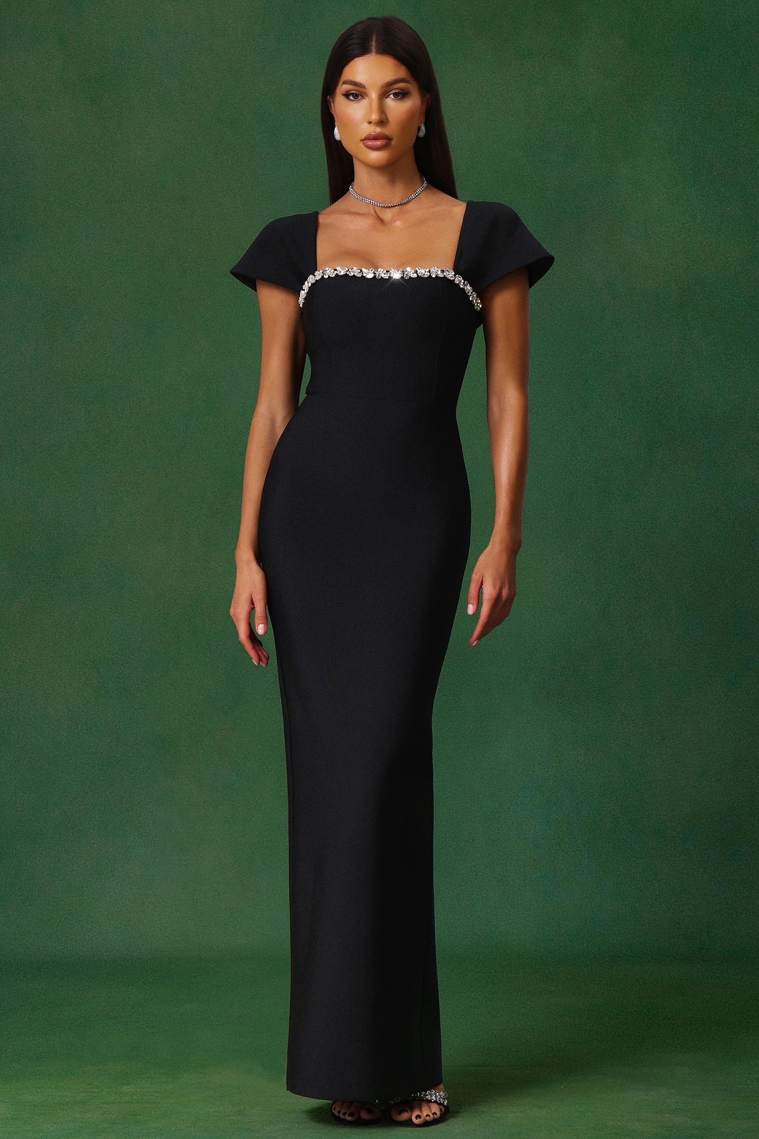 Romelle Short Sleeve Diamond Bandage Maxi Dress