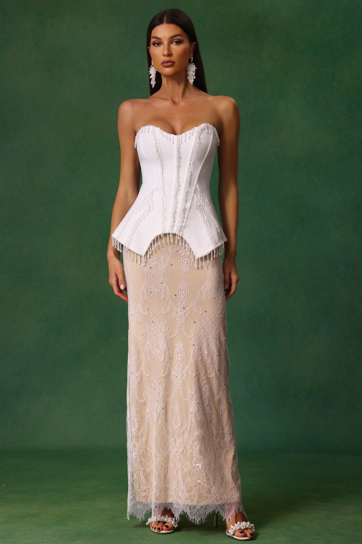 Hacaki Sleeveless Tassels Embroidery Bandage Maxi Dress