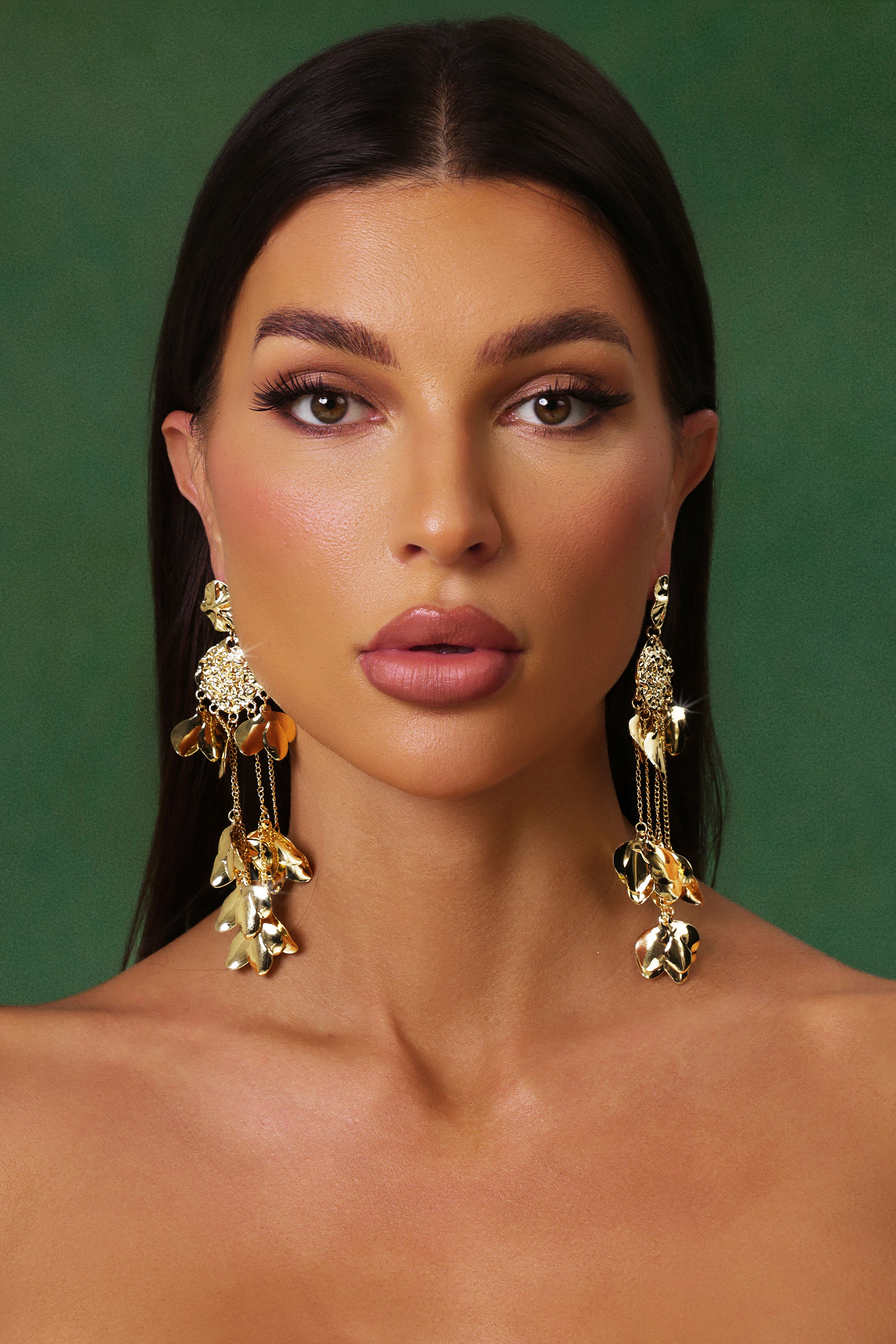 Nahla Tassels Flowers Metal Earrings