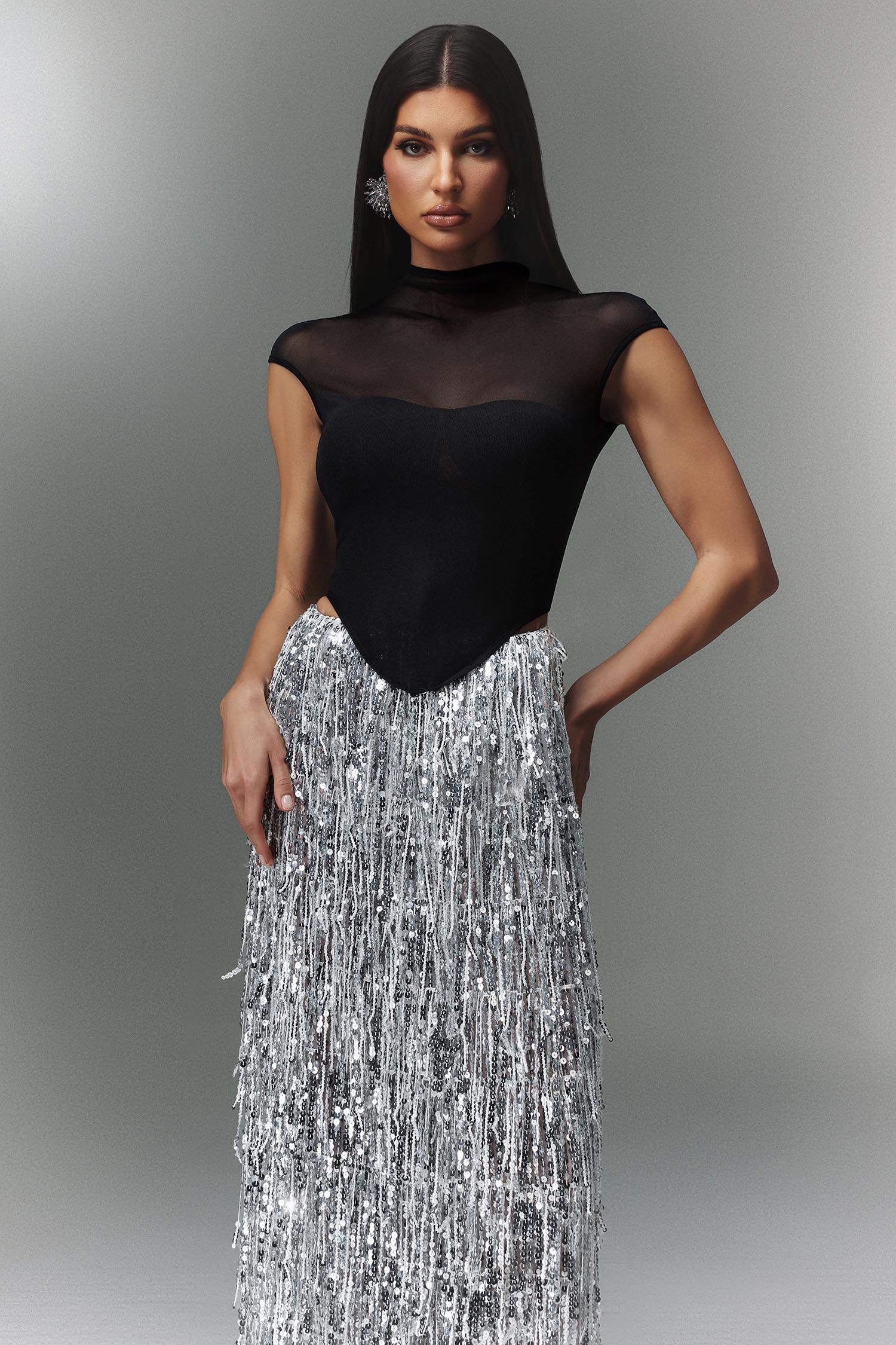 Felicity Short Sleeve Wafer Tassels Maxi Two-Piece Set