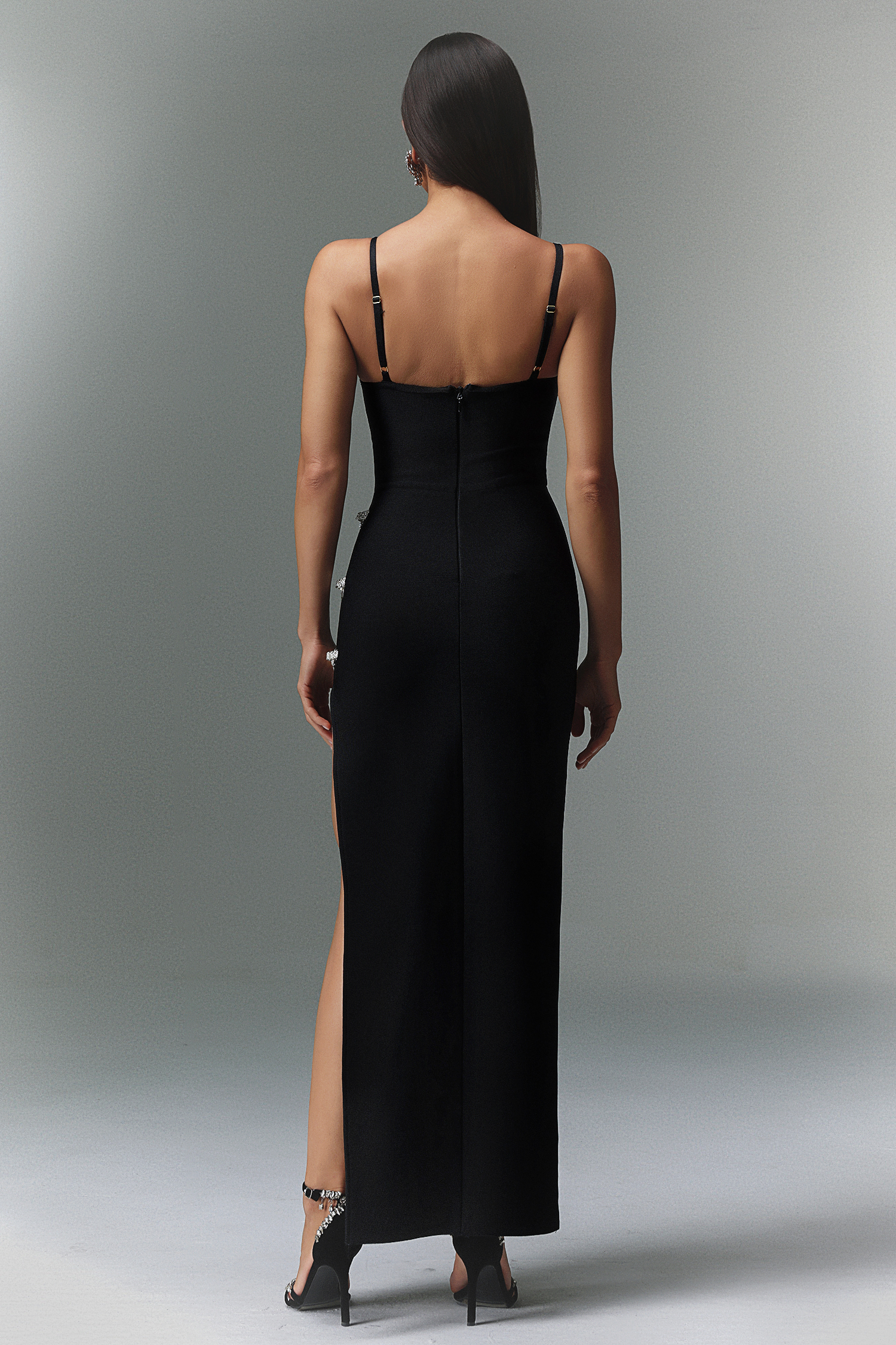 Rosalind Sleeveless Diamond Slit Bandage Maxi Dress