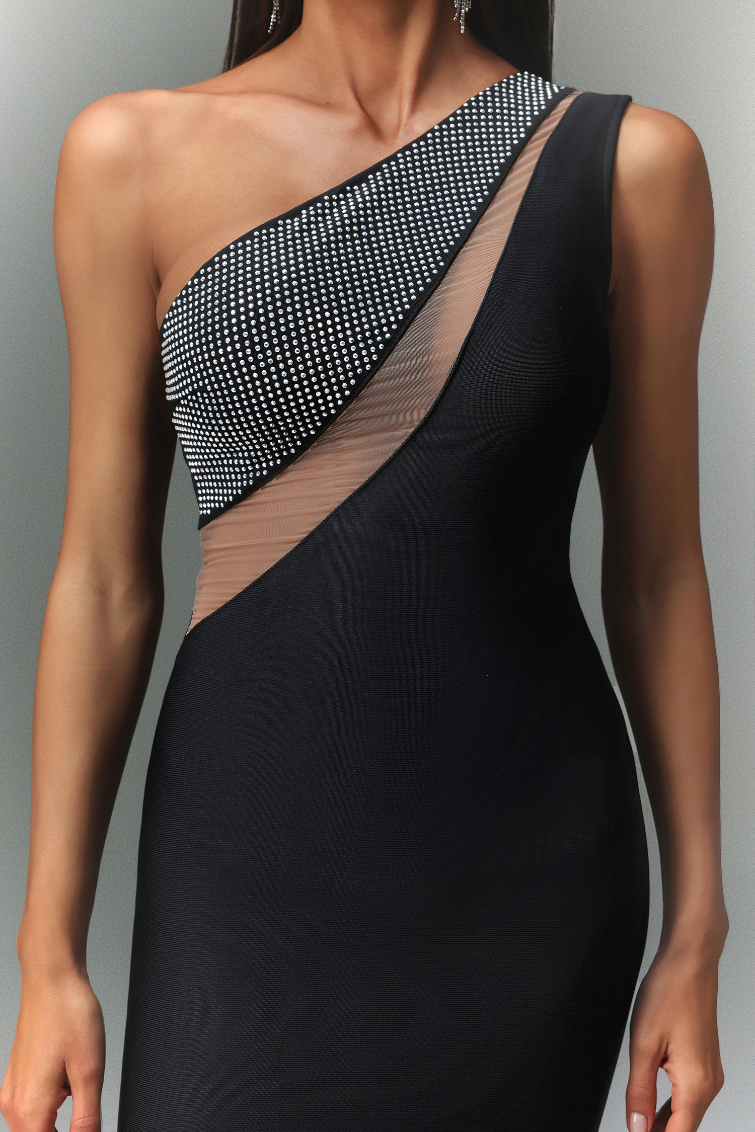 Hayden One Shoulder Sleeveless Diamond Bandage Maxi Dress