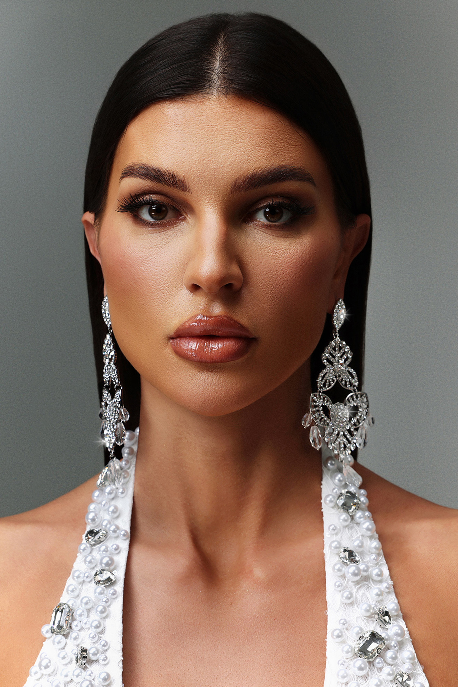 Print Diamond Tassels Hollowed Out Earrings