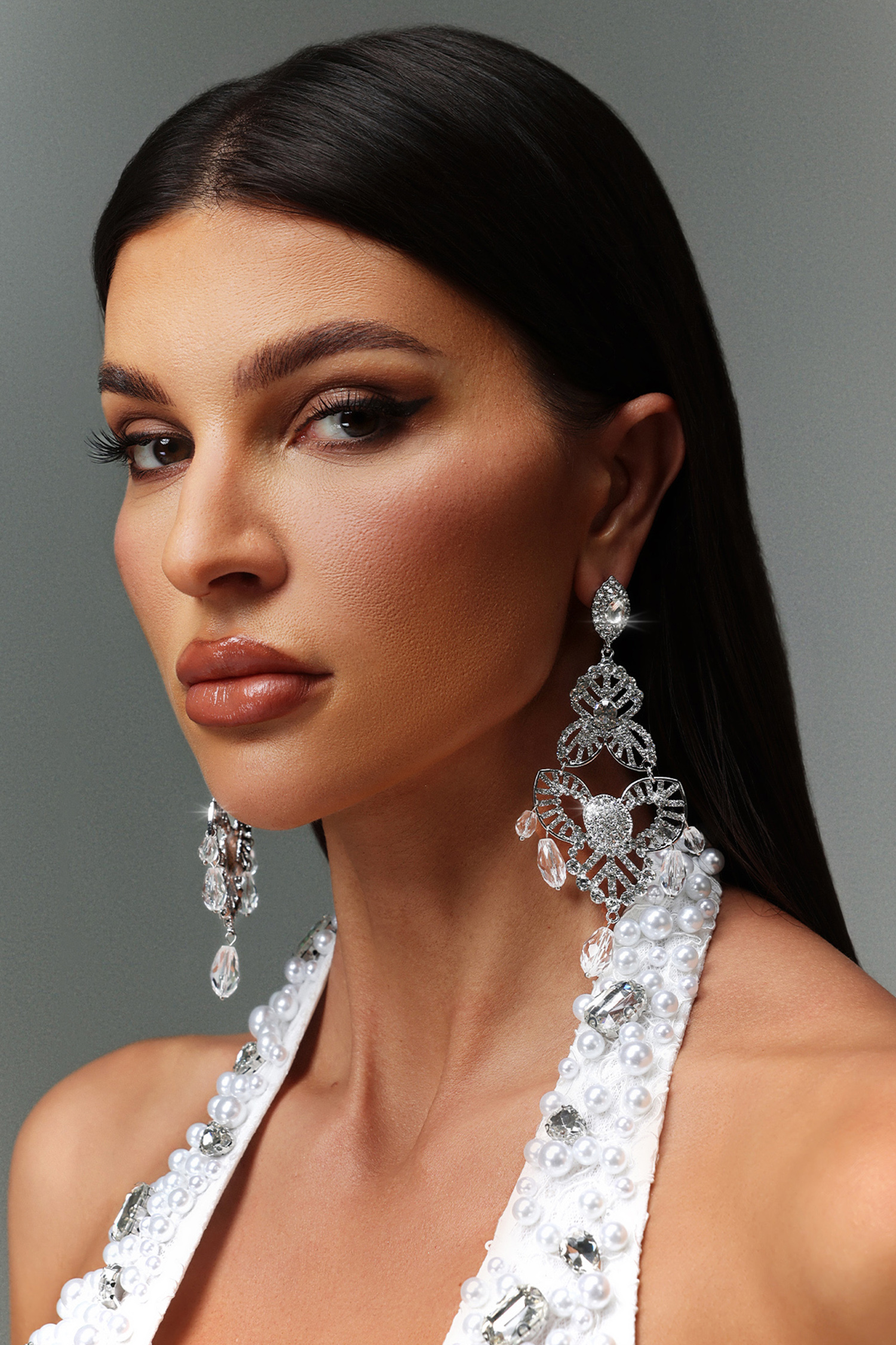 Print Diamond Tassels Hollowed Out Earrings