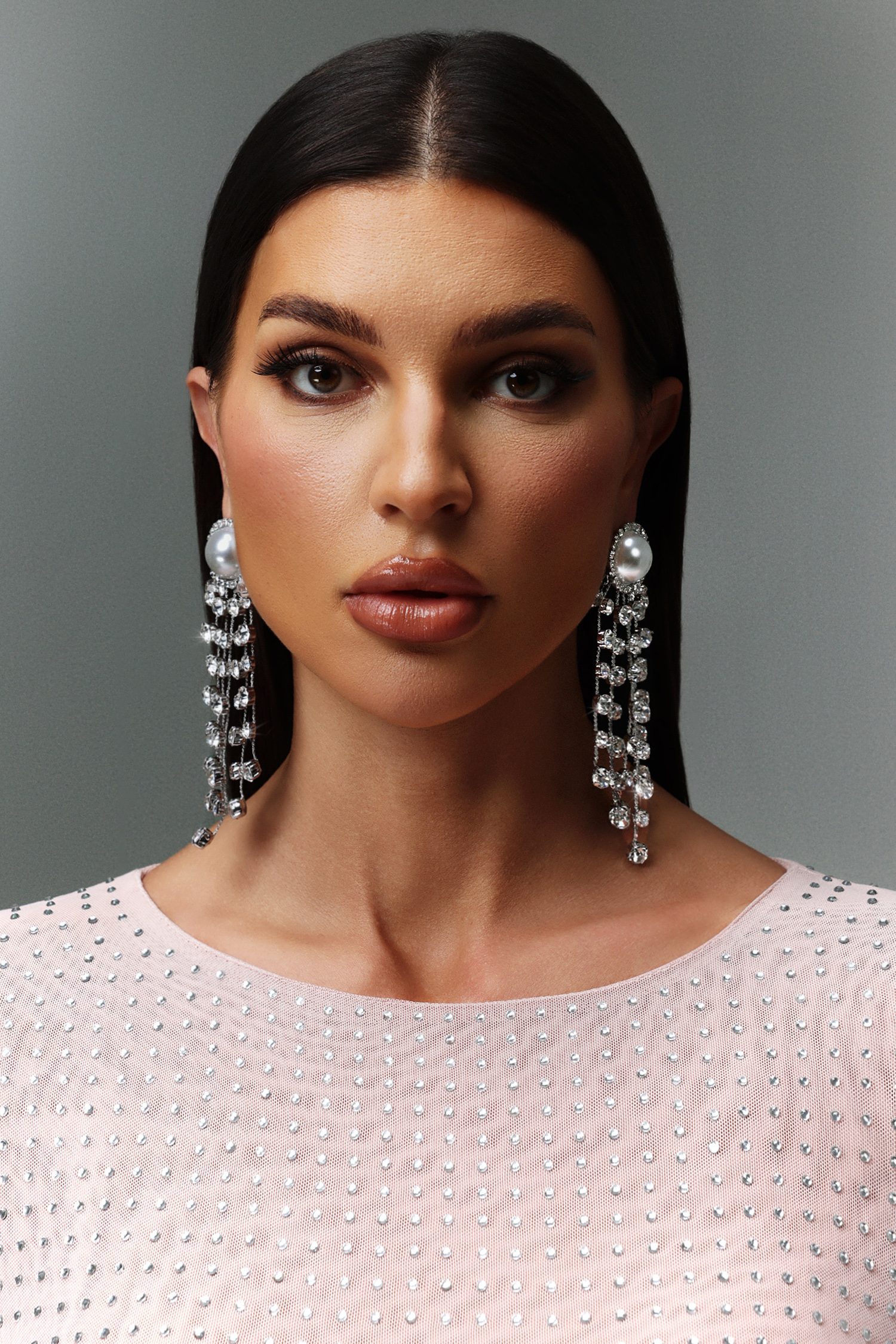Lizbet Pearl Diamond Tassels Earrings
