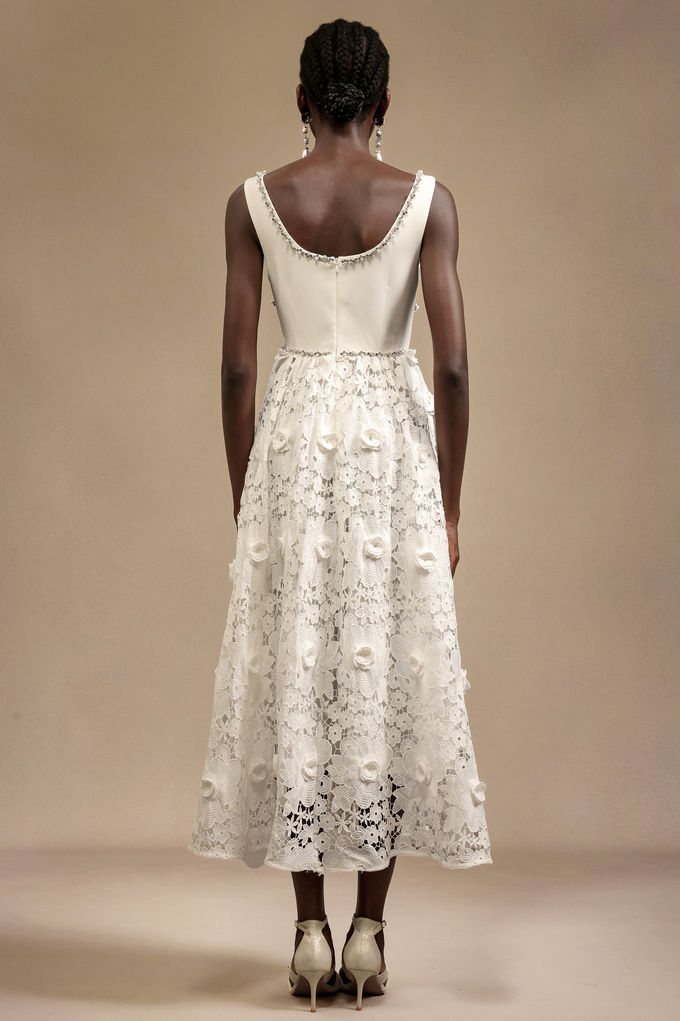 Doe Halter Diamond Lace Midi Dress