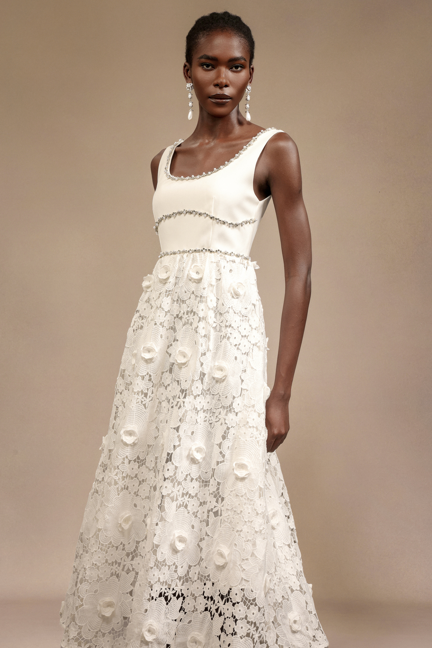 Doe Halter Diamond Lace Midi Dress