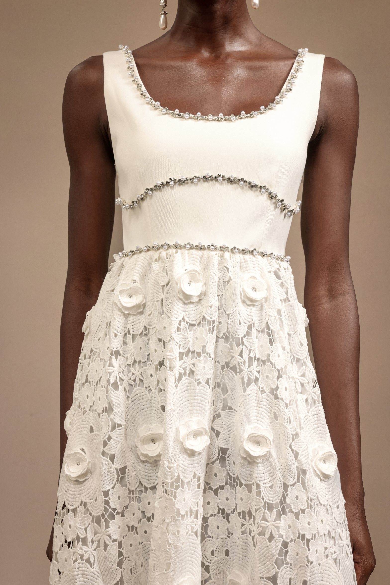 Doe Halter Diamond Lace Midi Dress