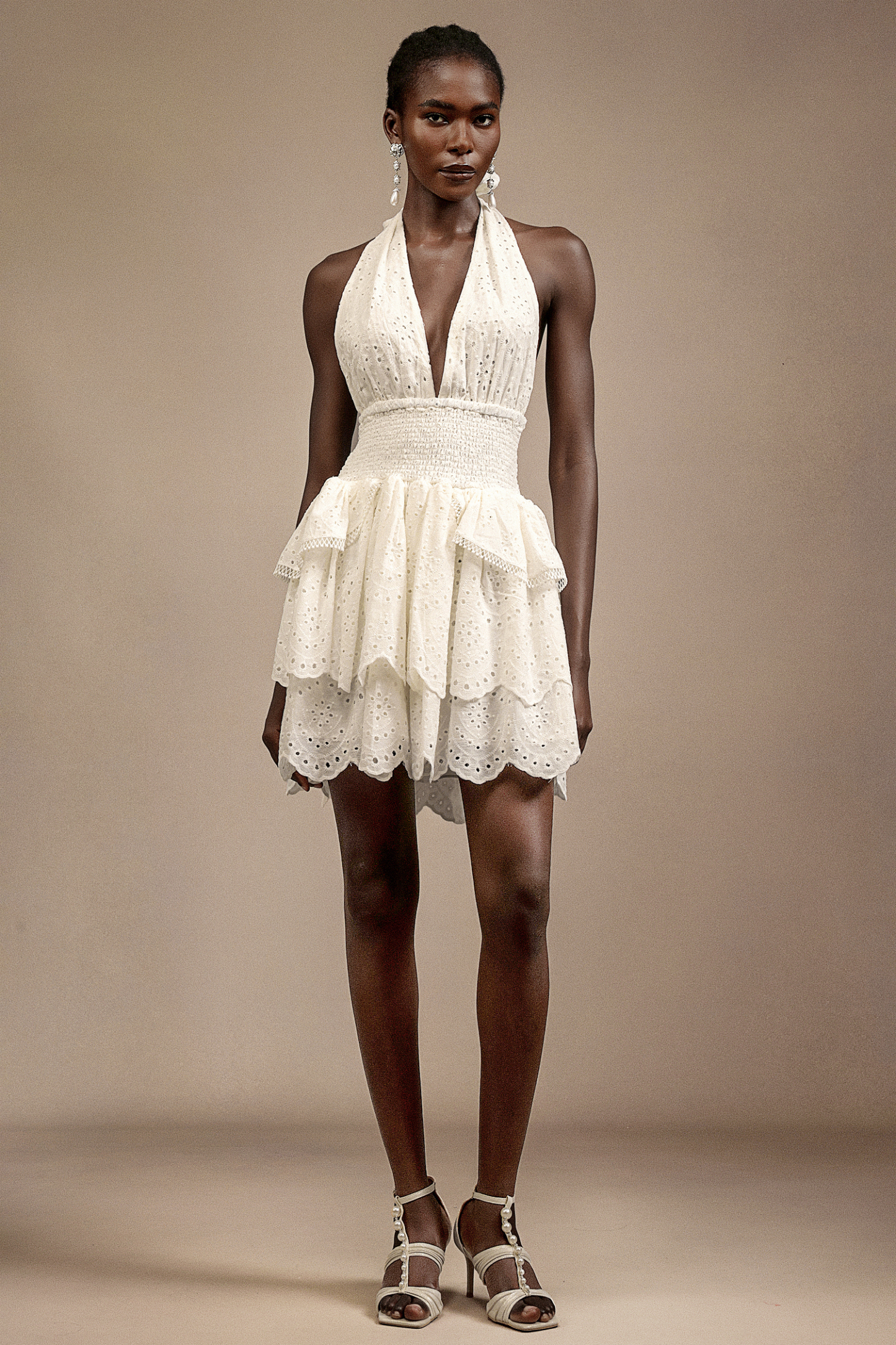 Jilly V-Neck Sleeveless Lace Mini Dress