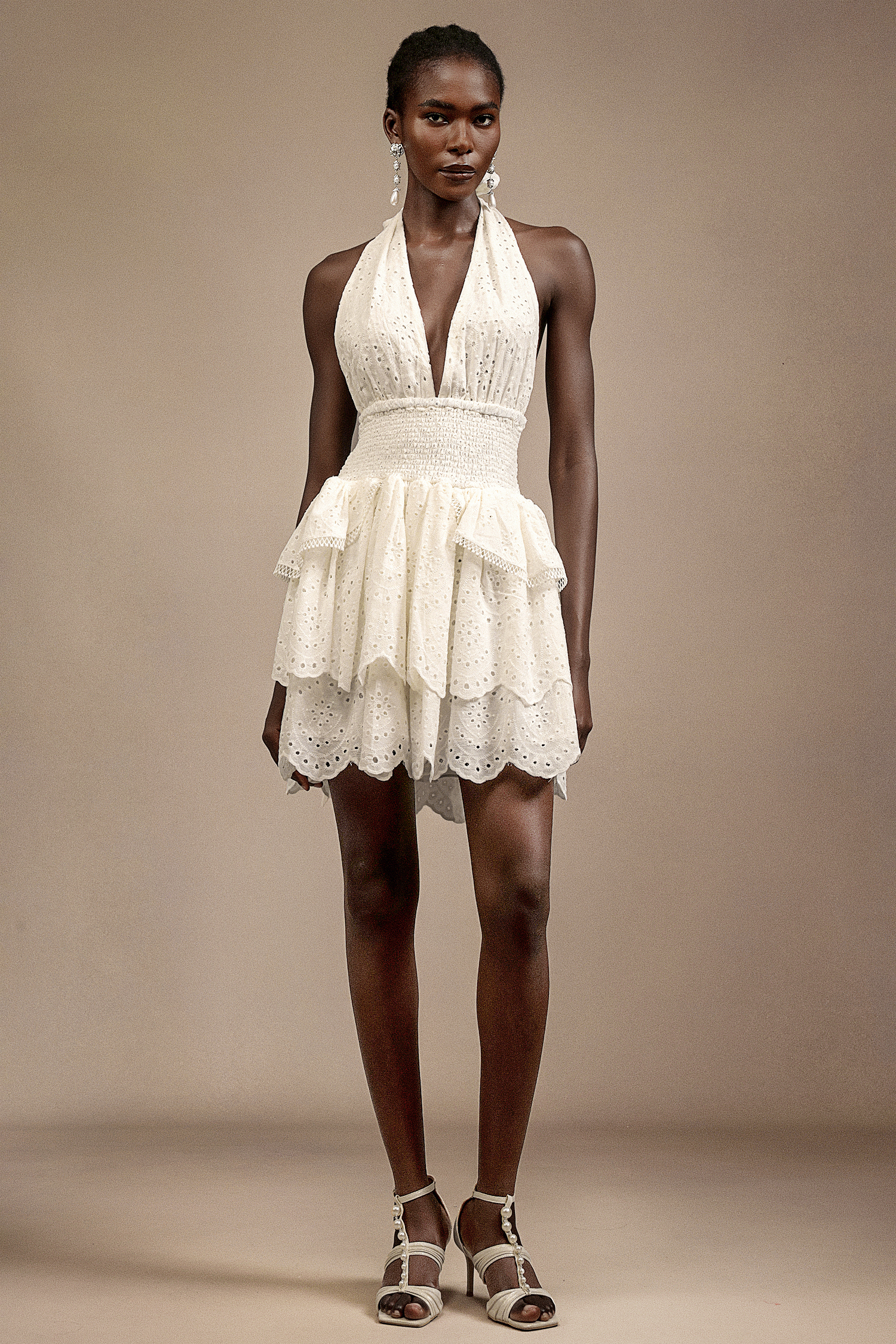 Jilly V-Neck Sleeveless Lace Mini Dress