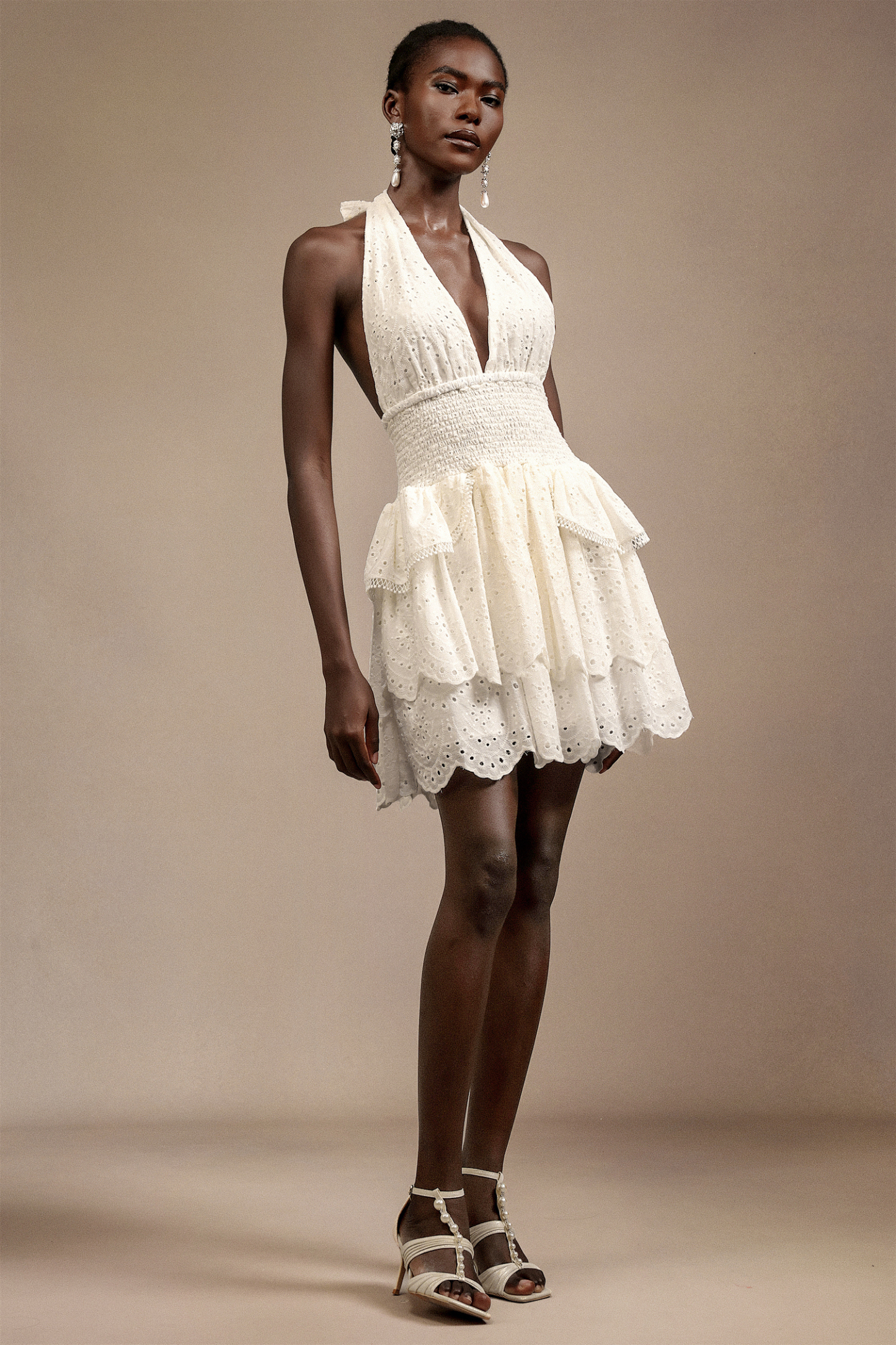 Jilly V-Neck Sleeveless Lace Mini Dress