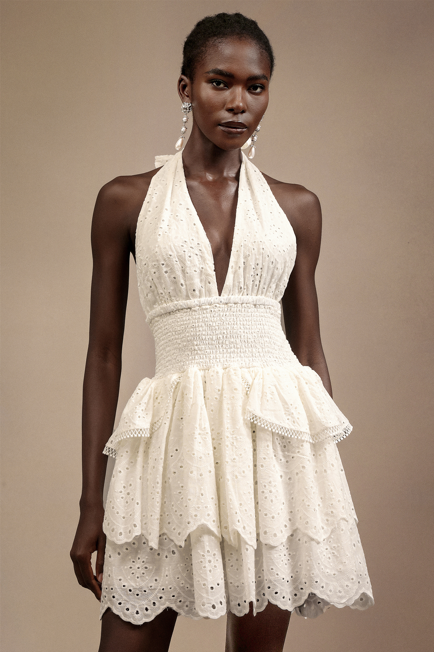 Jilly V-Neck Sleeveless Lace Mini Dress