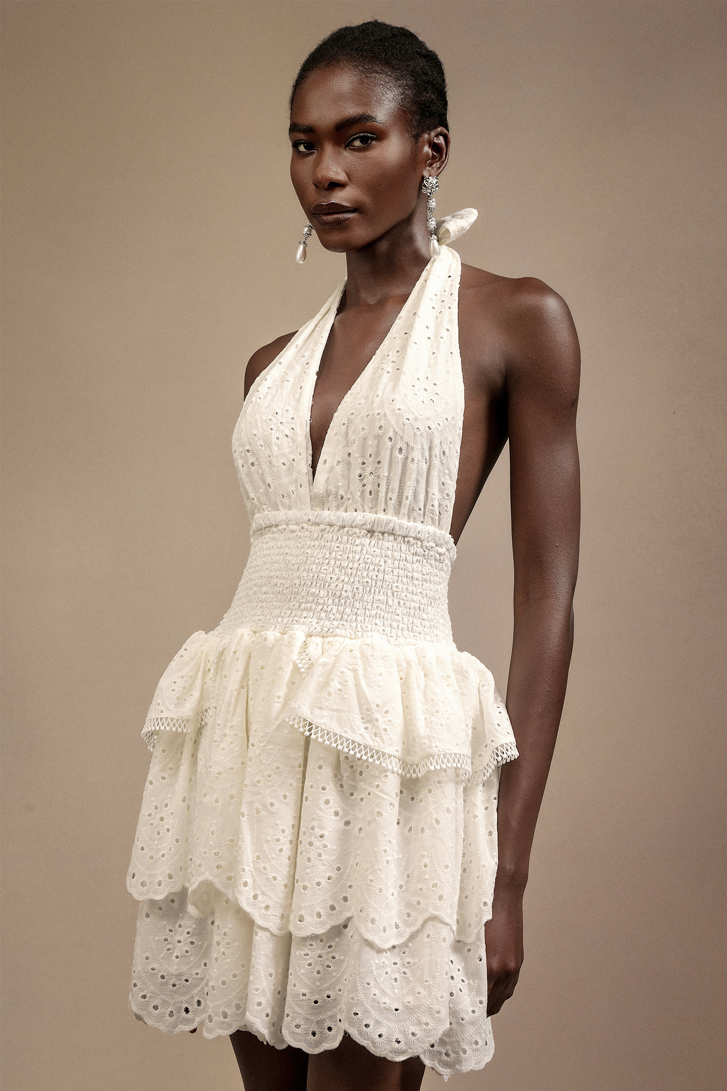 Jilly V-Neck Sleeveless Lace Mini Dress