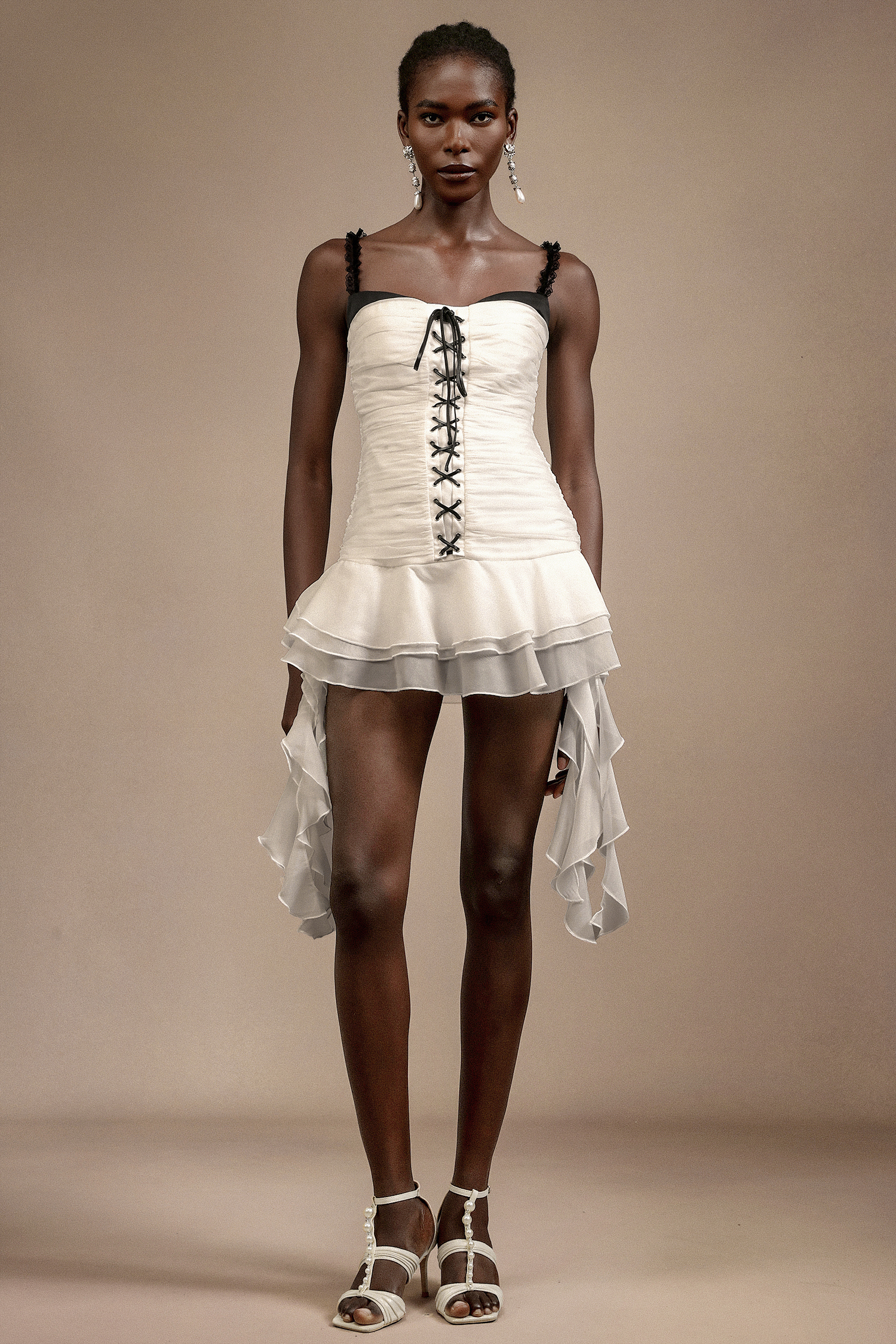 Sabryn Halter Layered Streamer Midi Dress