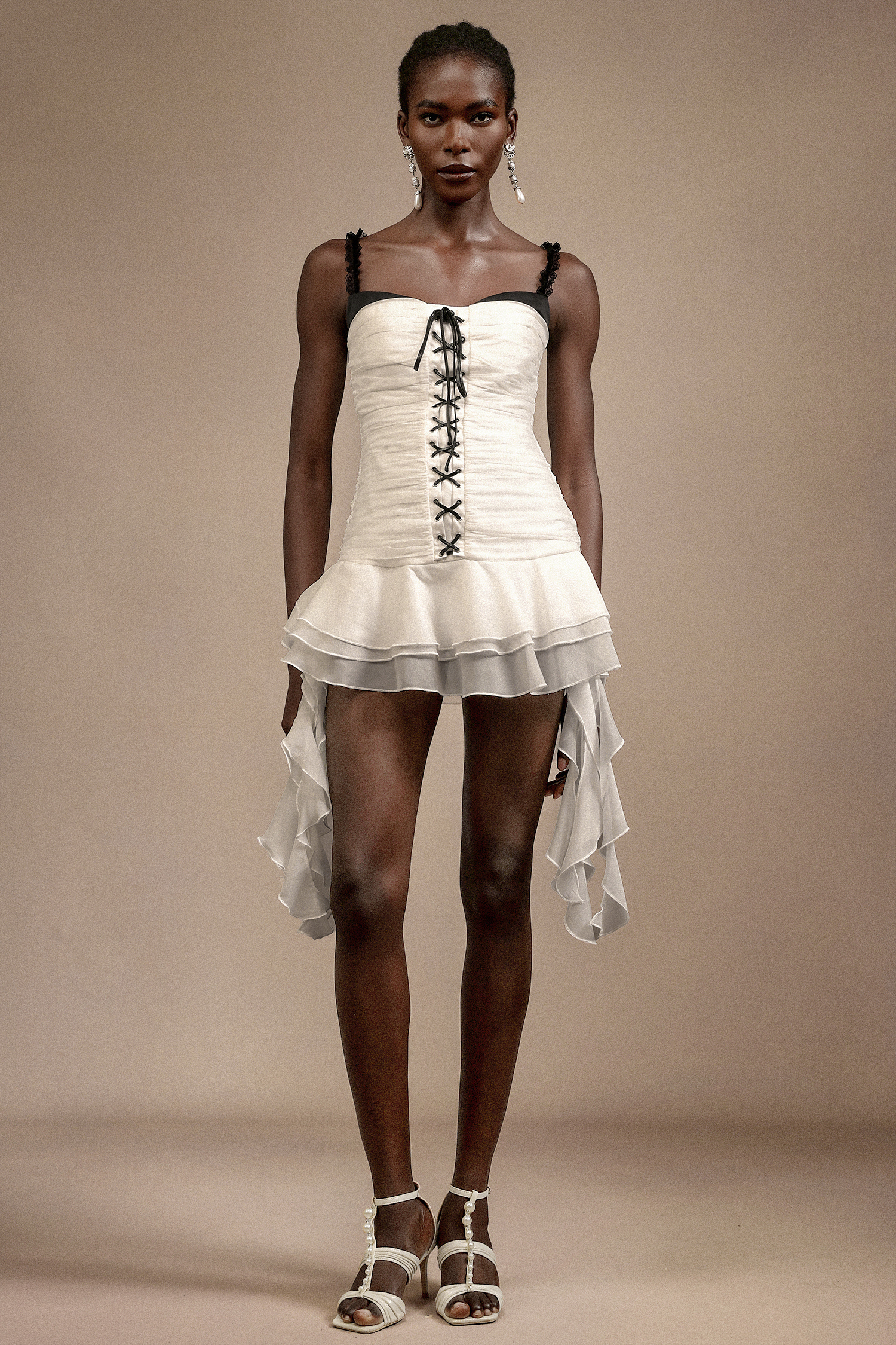 Sabryn Halter Layered Streamer Midi Dress