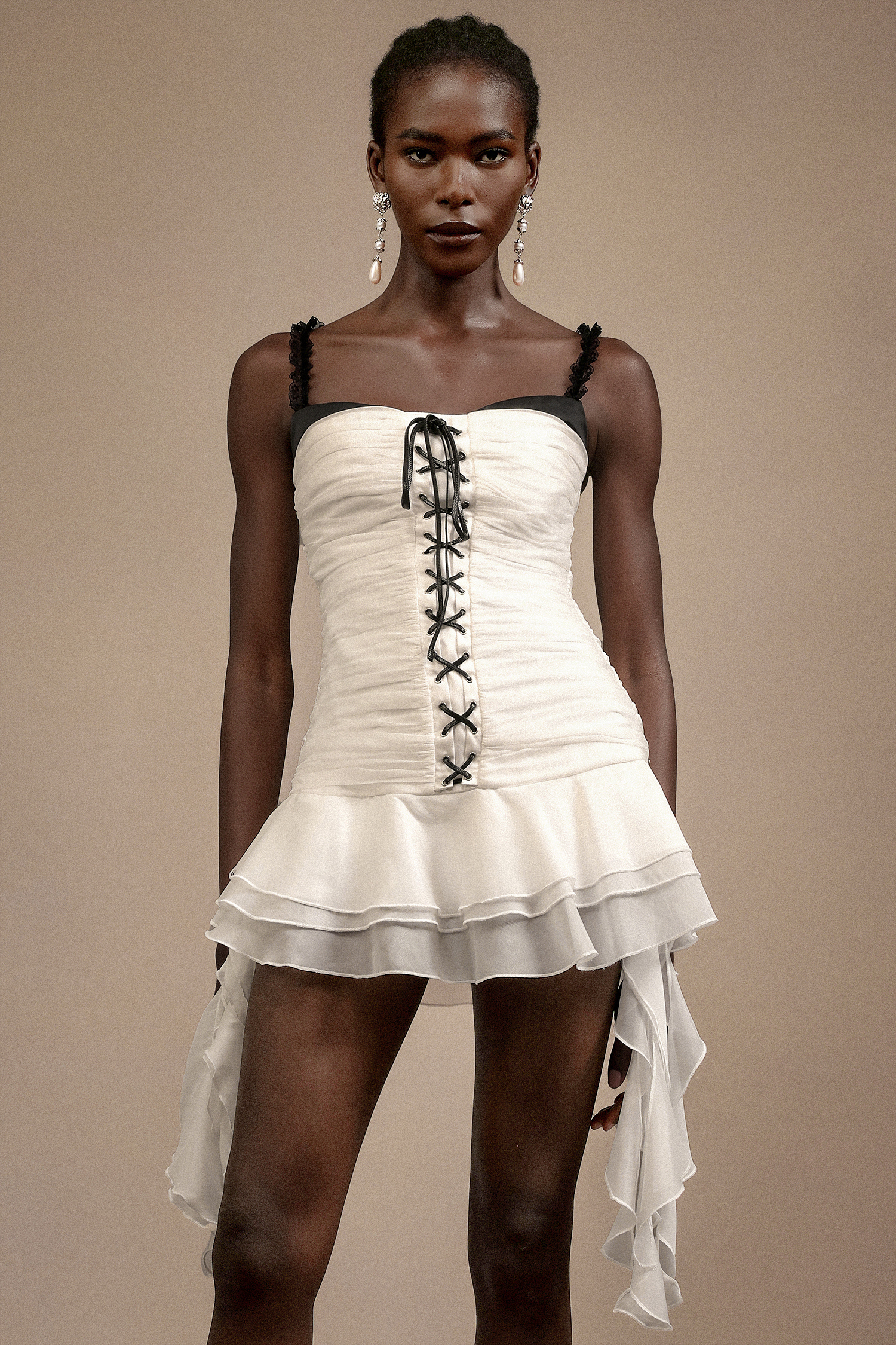 Sabryn Halter Layered Streamer Midi Dress