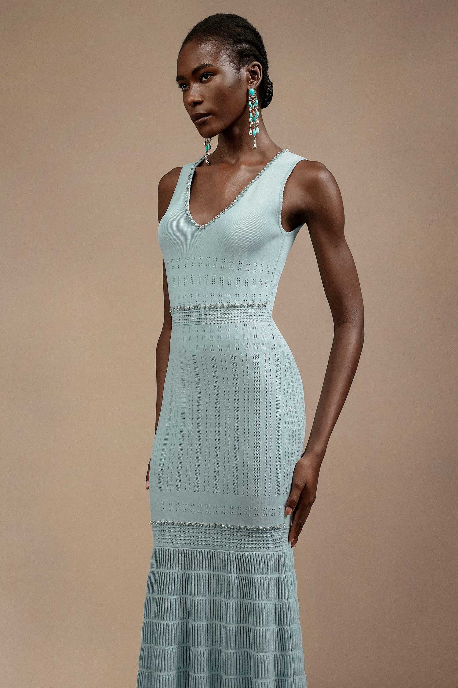Gregorio Sleeveless Diamond Midi Dress