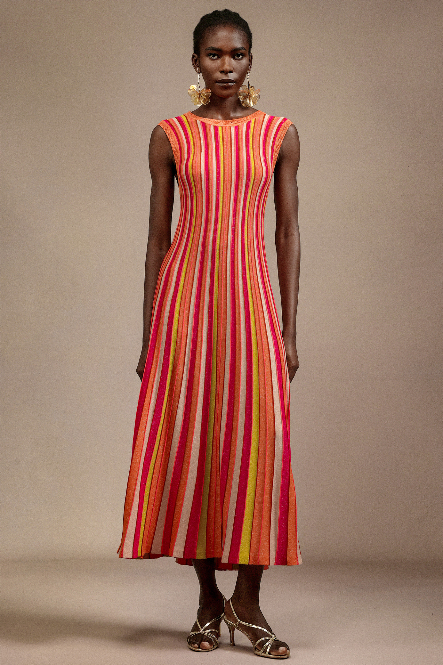 Noma Sleeveless Round Neck Candy Strip Maxi Dress
