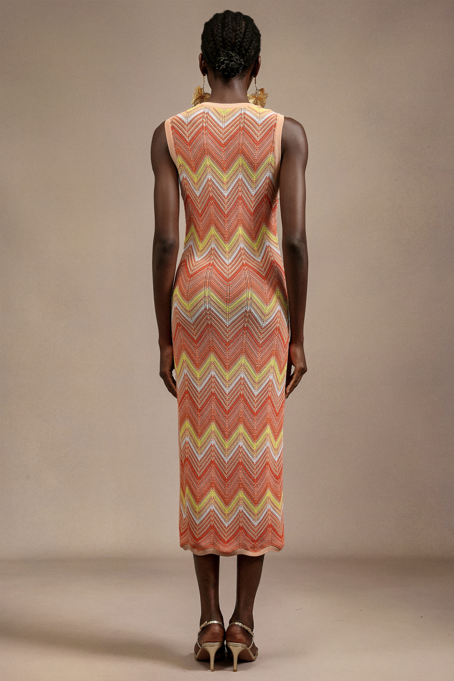 Laurie Sleeveless Round Neck Wave Pattern Midi Dress