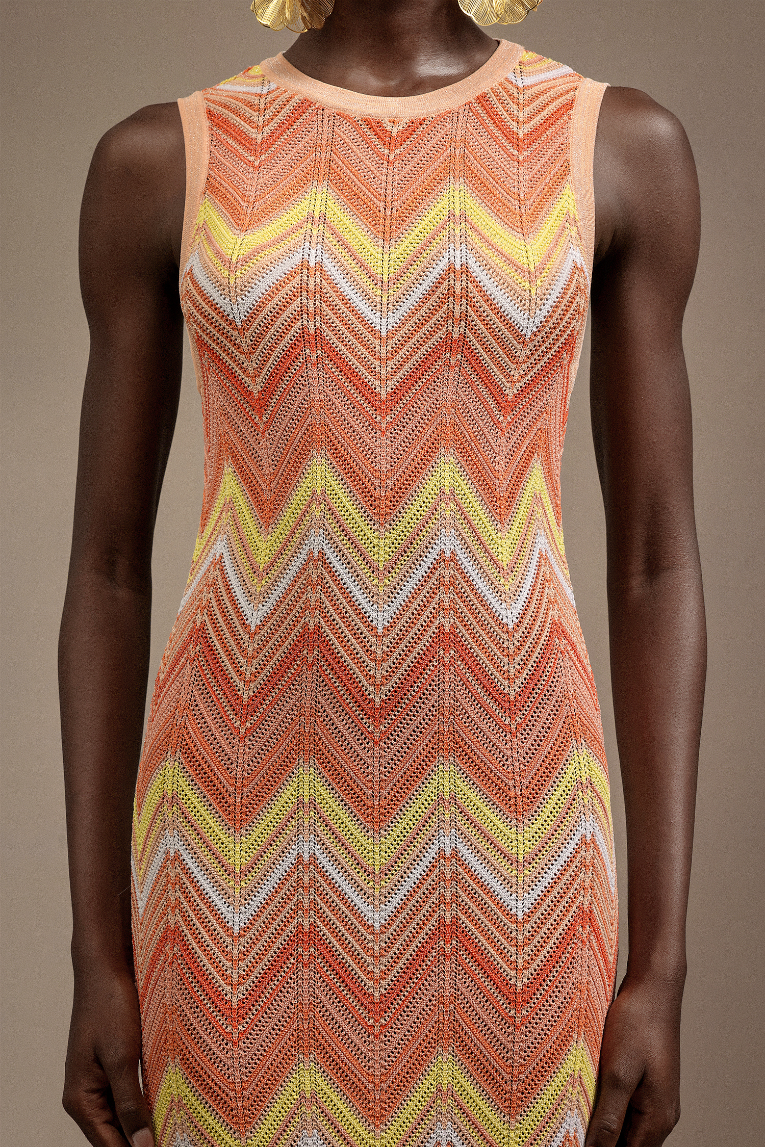 Laurie Sleeveless Round Neck Wave Pattern Midi Dress