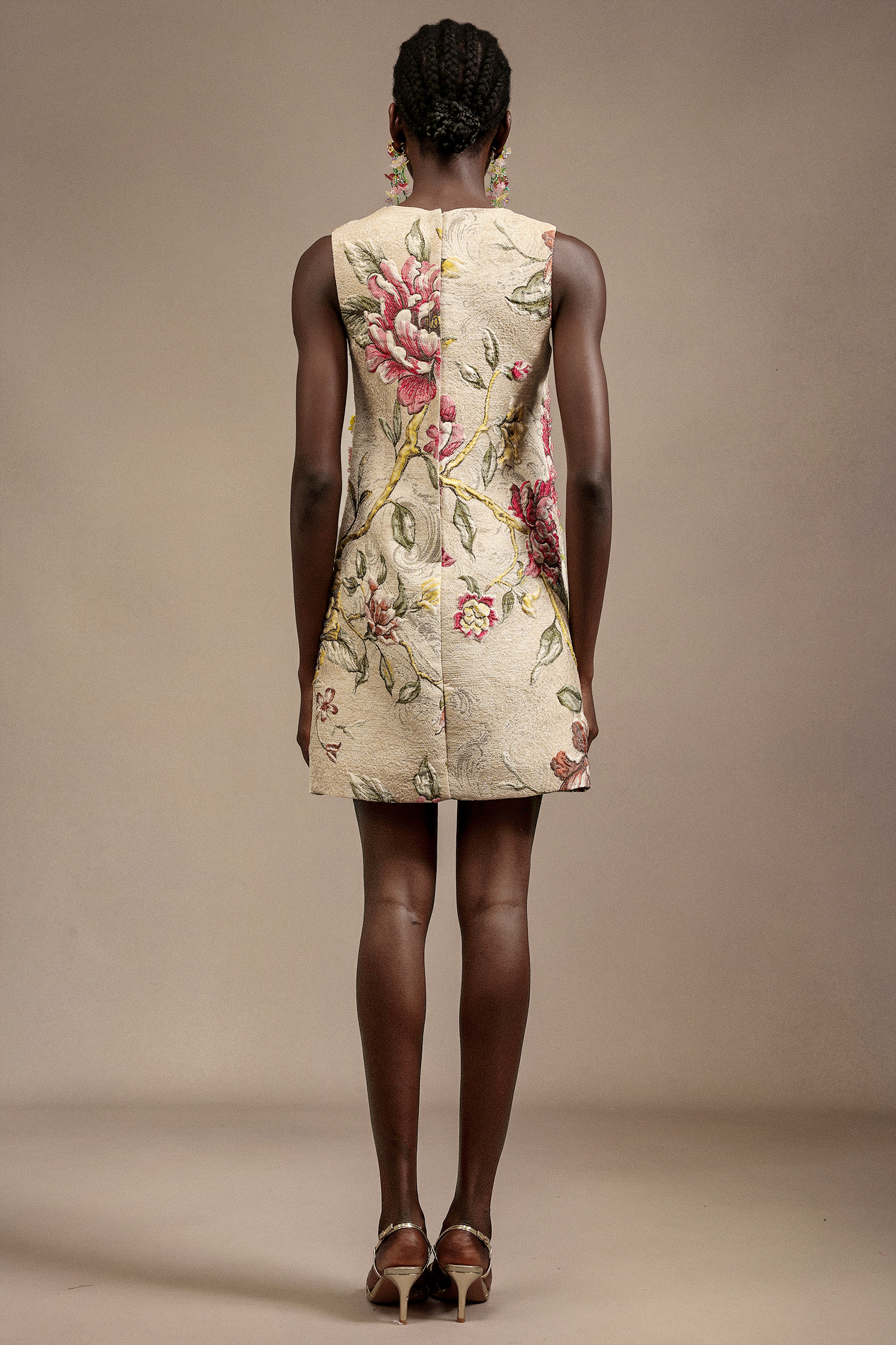 Xavier Round Neck Sleeveless Embroidery Flowers Mini Dress