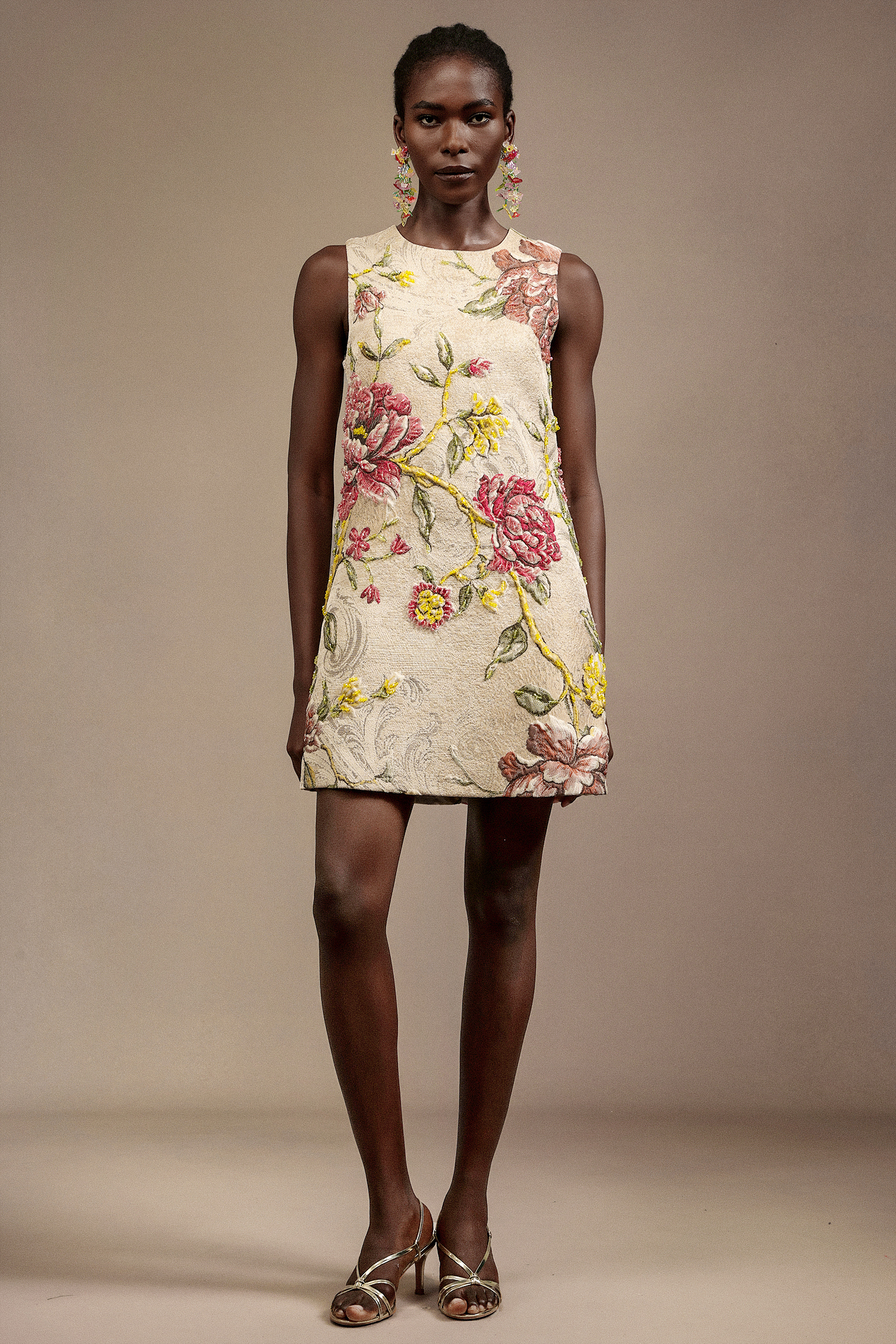 Xavier Round Neck Sleeveless Embroidery Flowers Mini Dress