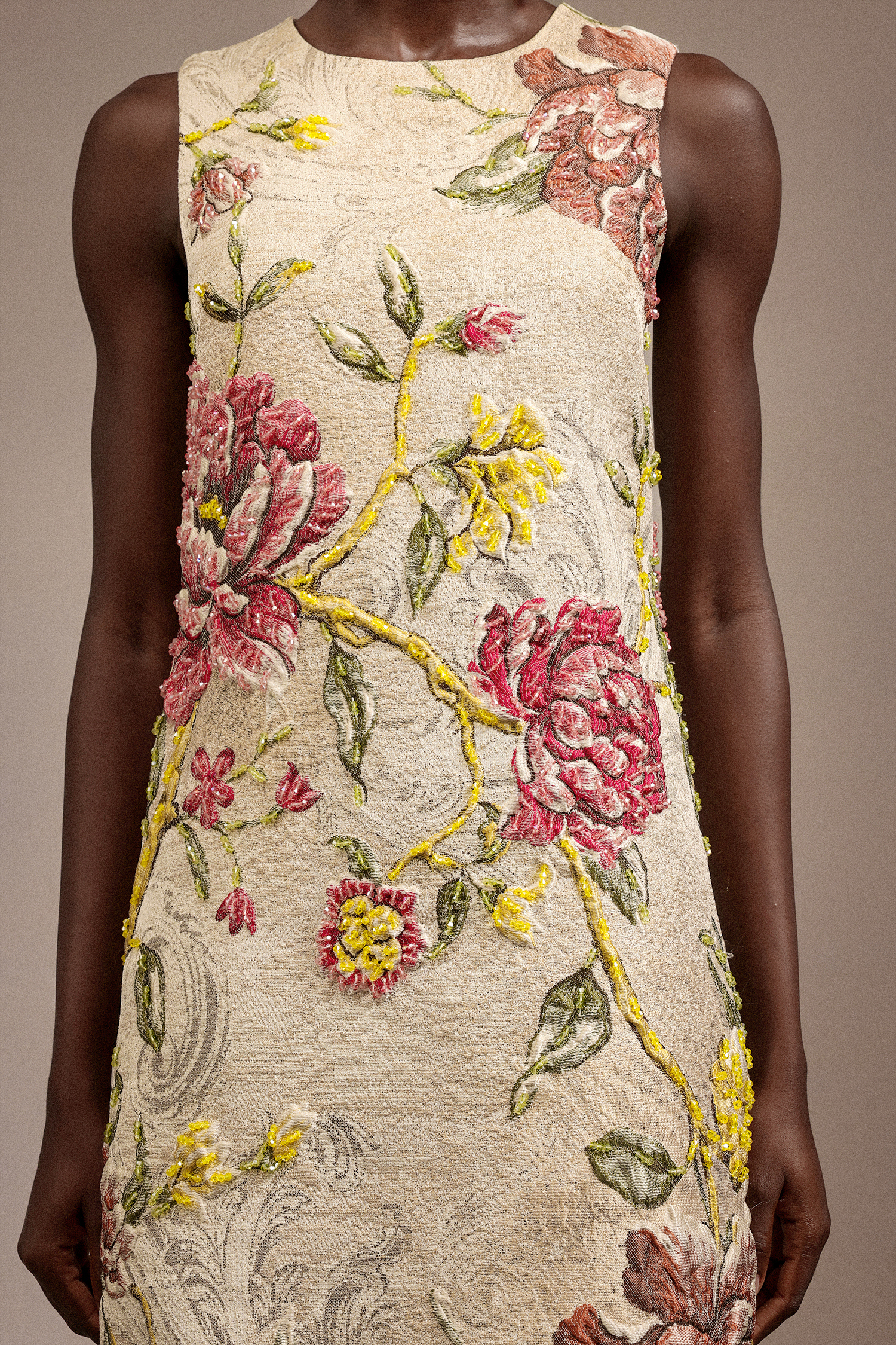 Xavier Round Neck Sleeveless Embroidery Flowers Mini Dress
