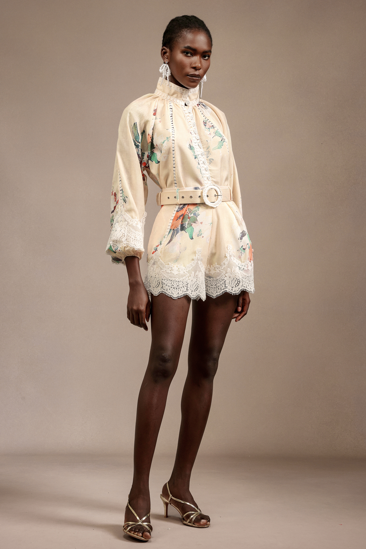 Mirae Long Sleeves Floral Printed Top And Shorts Two-Piece Set
