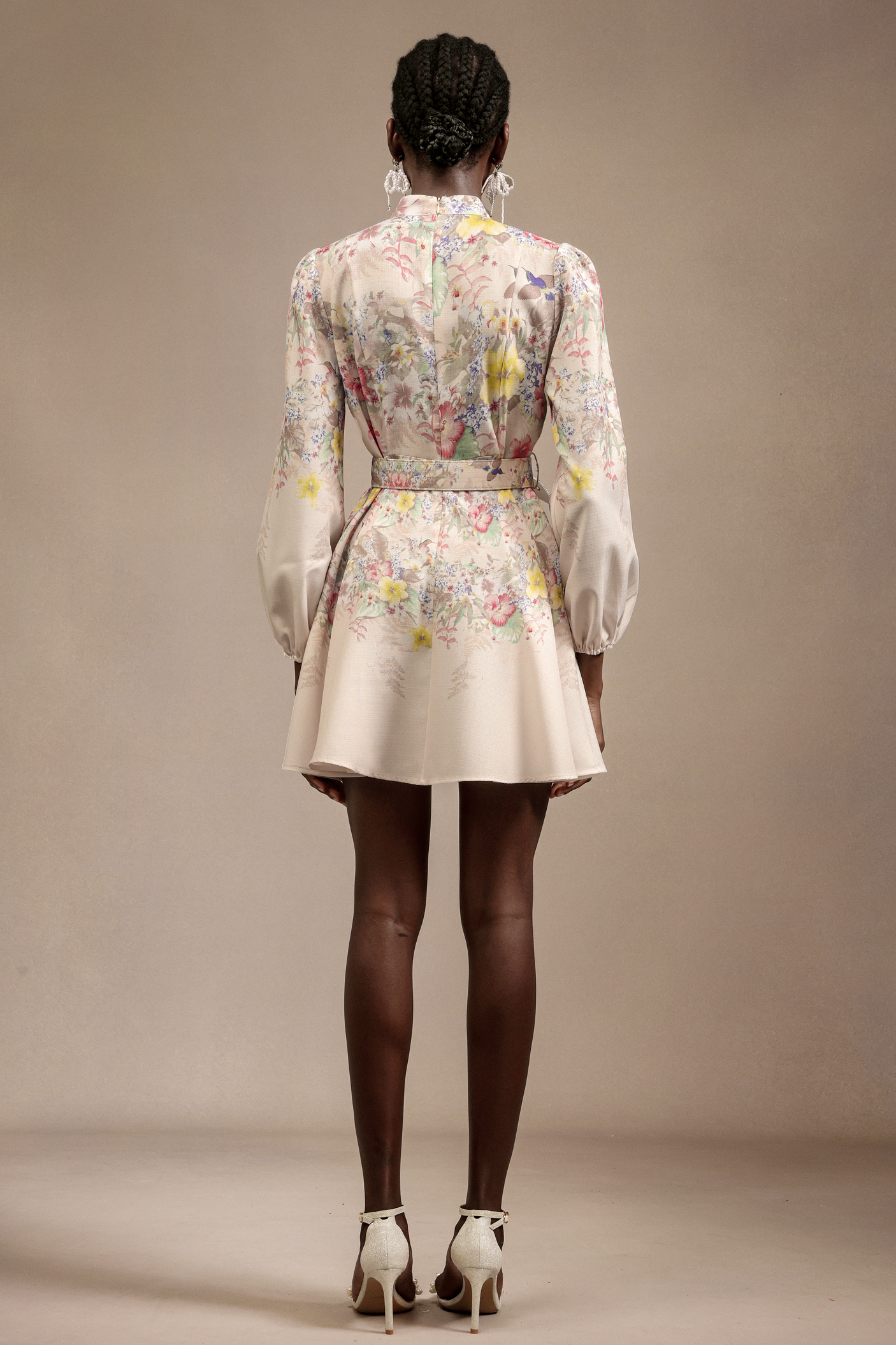 Rimo Long Sleeves Floral Printed Diamond Dress