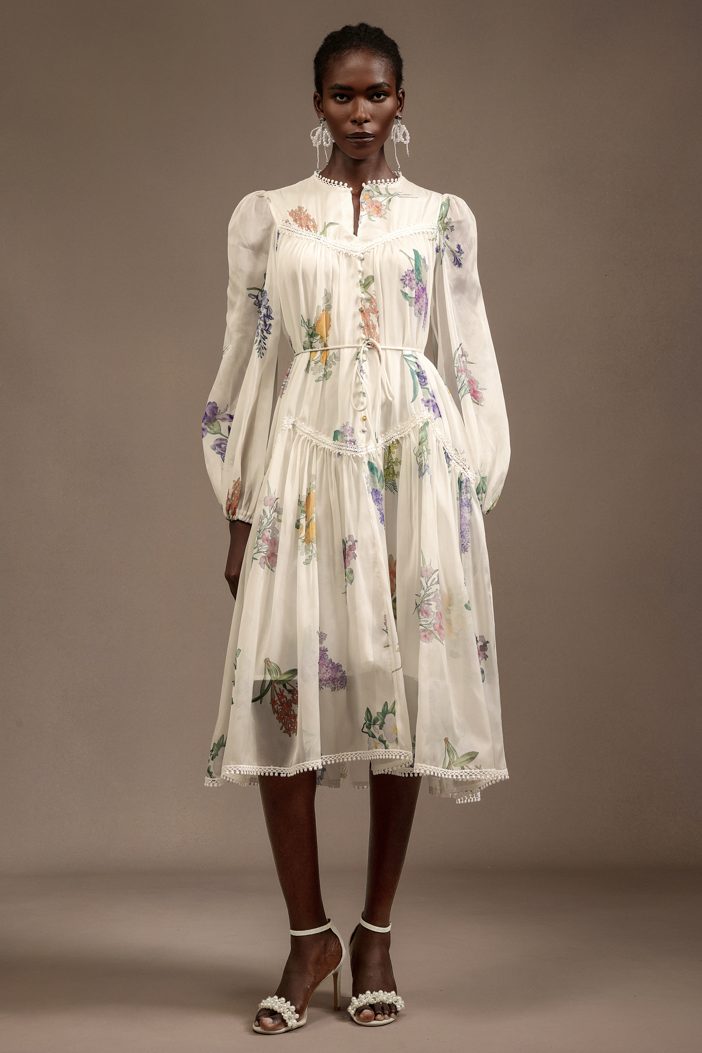 Holly Long Sleeves Floral Printed Midi Dress