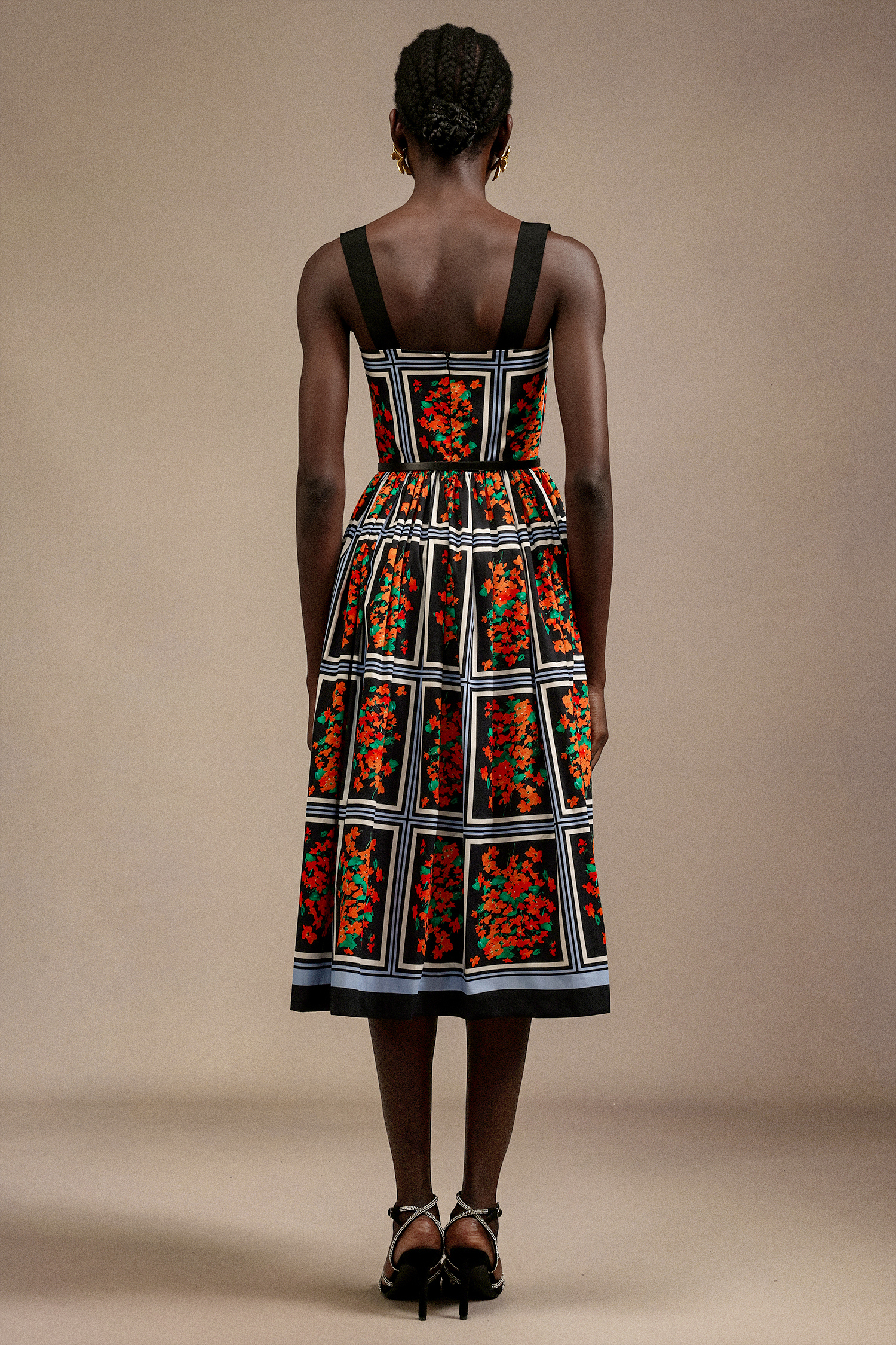 Qearl Halter Floral Printed Midi Dress