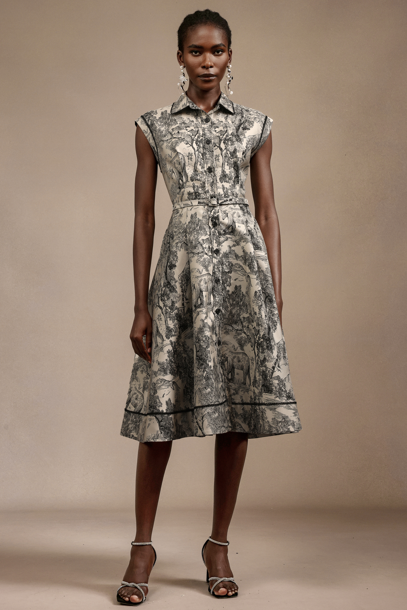 Gema Sleeveless Jacquard Midi Dress