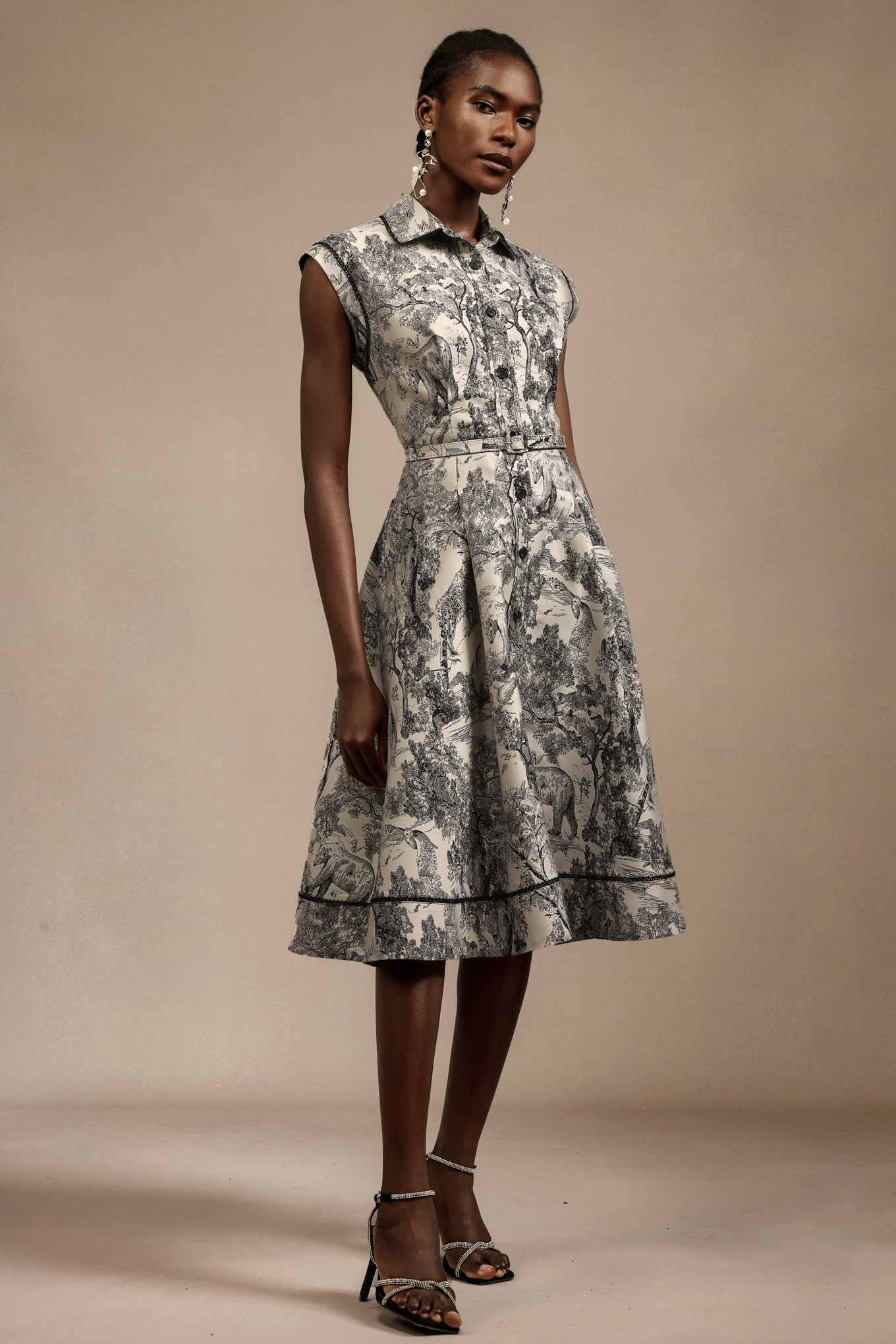Gema Sleeveless Jacquard Midi Dress