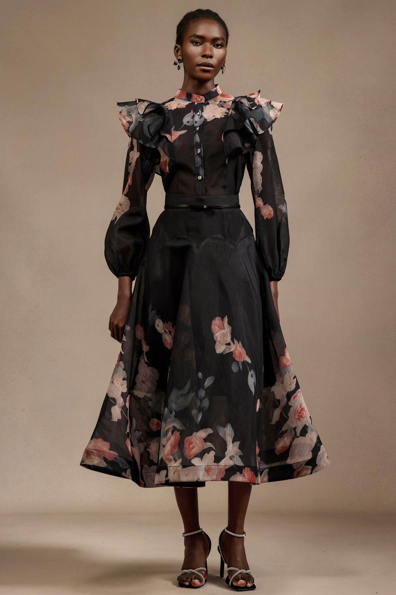 Salina Long Sleeves Floral Printed Top And Skirt Two-Piece Set