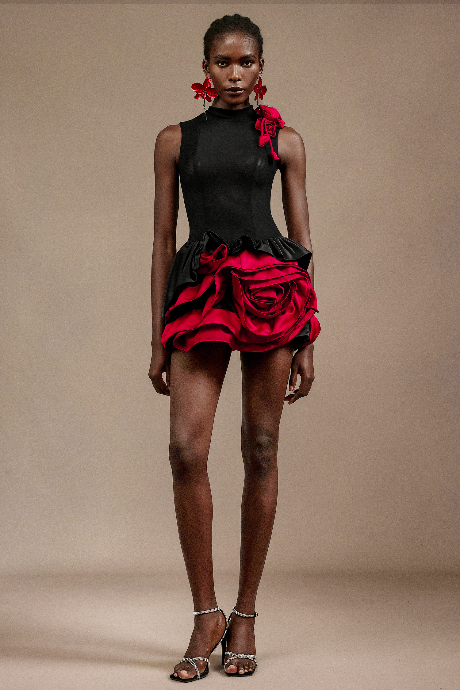 Vincy Sleeveless Flowers Mini Dress